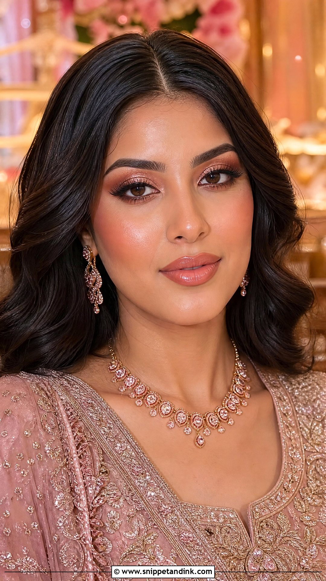 Pakistani Rose Gold Engagement Makeup - Snippet and Ink - 20 Pakistani Engagement Makeup Look Ideas