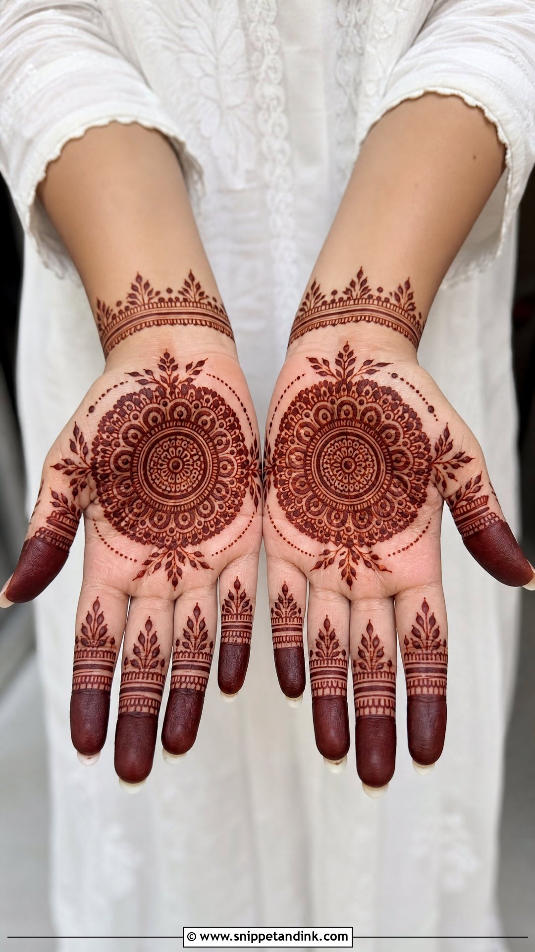 Pakistani Tikki Mehndi Design Front Hand - Snippet and Ink - 35 Pakistani Mehndi Designs