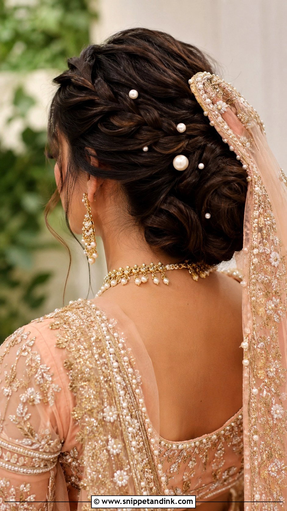 Pakistani Walima Bridal Braided Bun - Snippet and Ink - 15 Pakistani Walima Bride Hairstyles