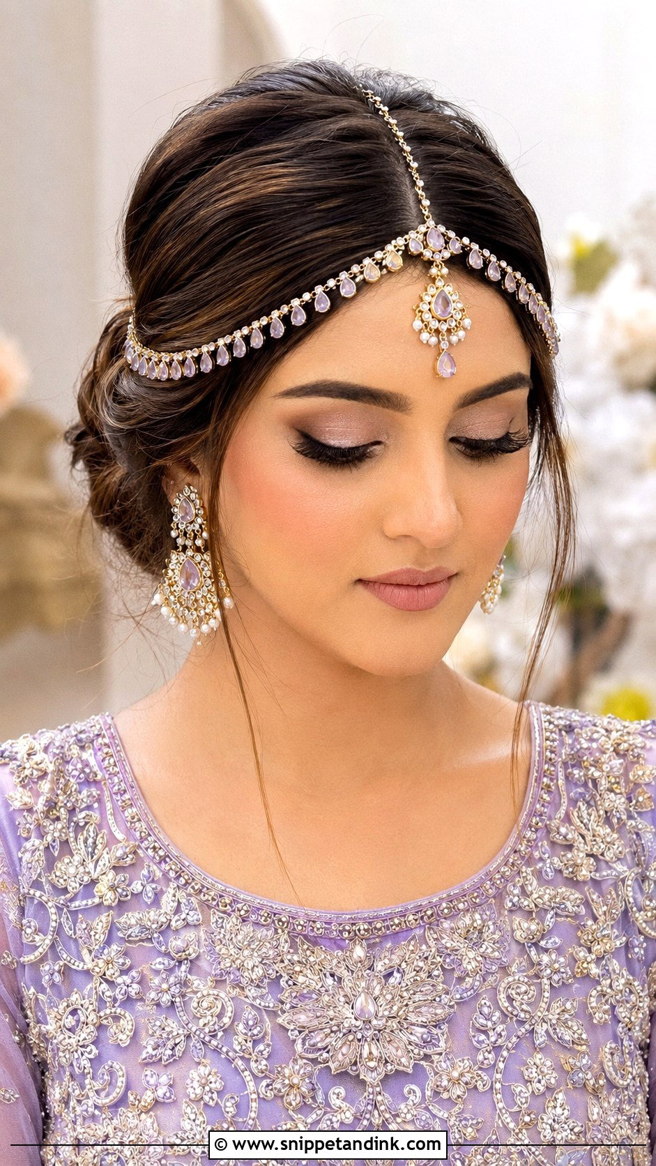 Pakistani Walima Bridal Center Part Bun - Snippet and Ink - 15 Pakistani Walima Bride Hairstyles