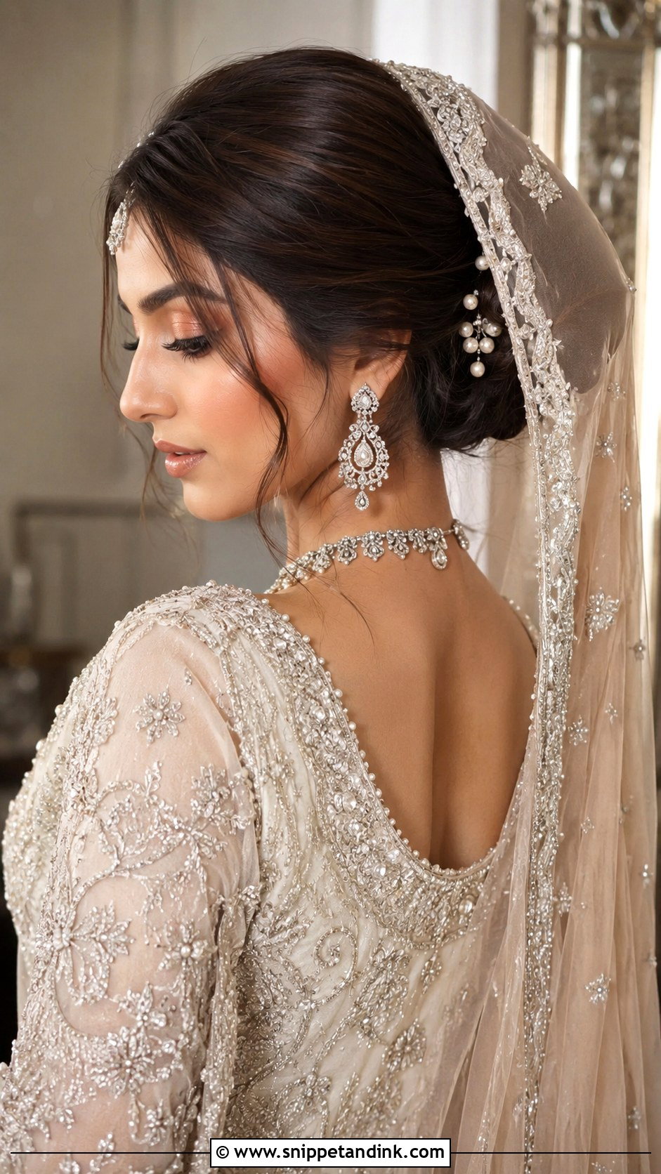 Pakistani Walima Bridal Low Bun - Snippet and Ink - 15 Pakistani Walima Bride Hairstyles