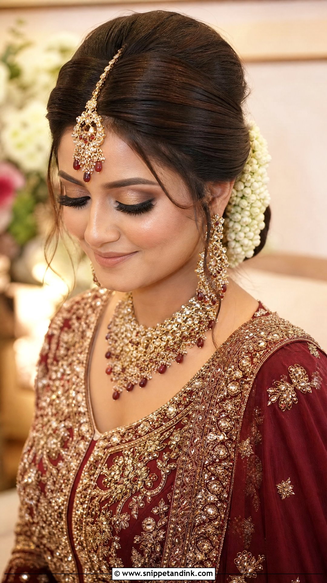 Pakistani Wedding Front Puff Bun - Snippet and Ink - 20 Pakistani Wedding Party Hairstyles