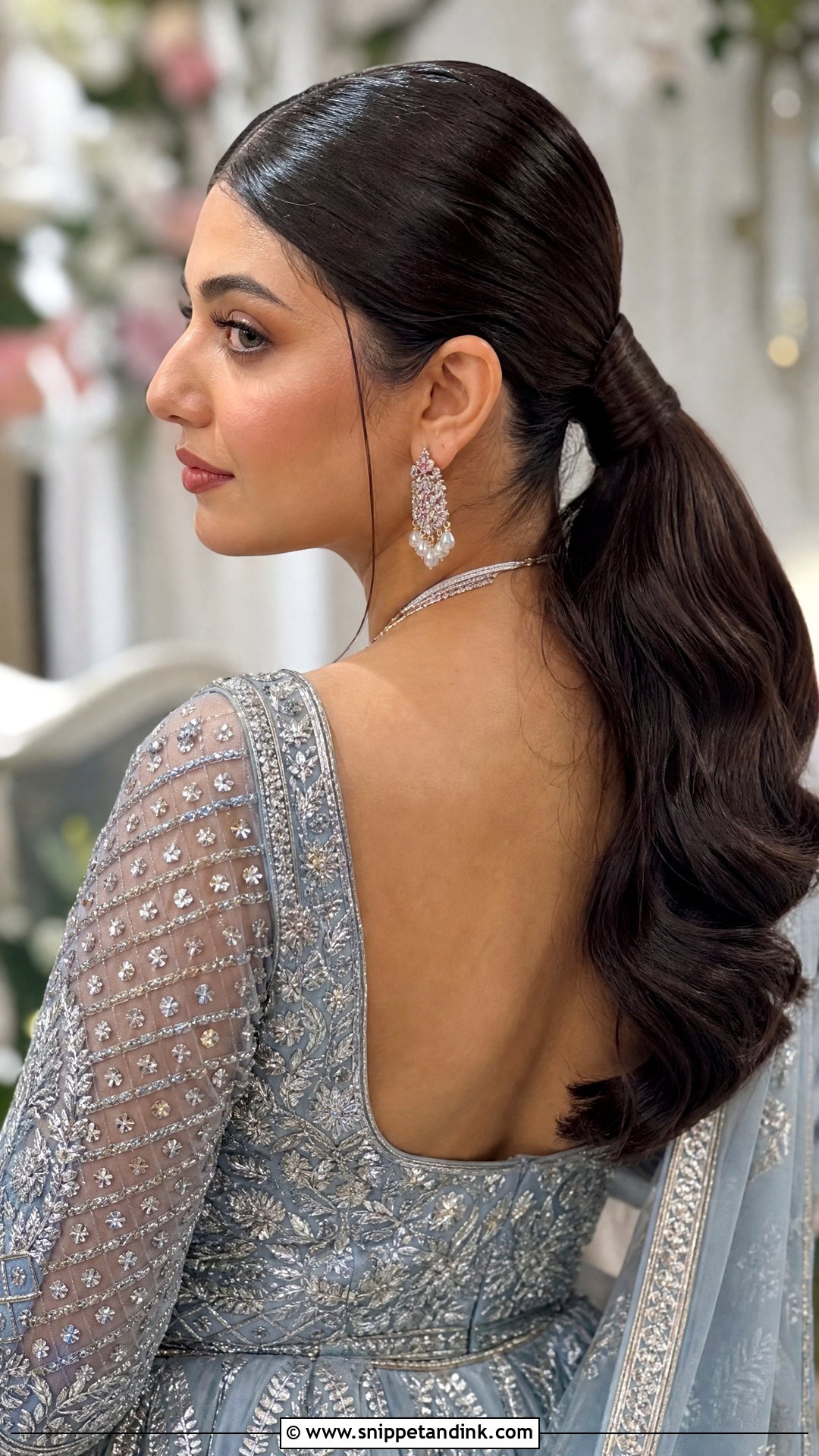 Pakistani Wedding Low Ponytail - Snippet and Ink - 20 Pakistani Wedding Party Hairstyles