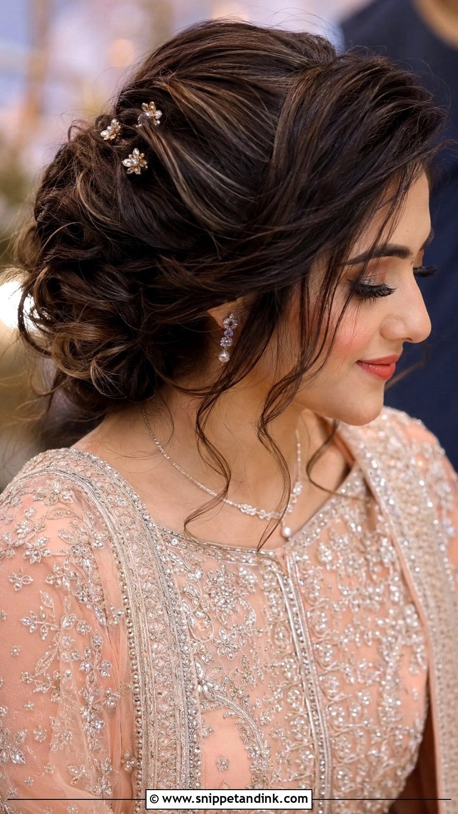 Pakistani Wedding Messy Bun - Snippet and Ink - 15 Pakistani Wedding Hairstyle Ideas