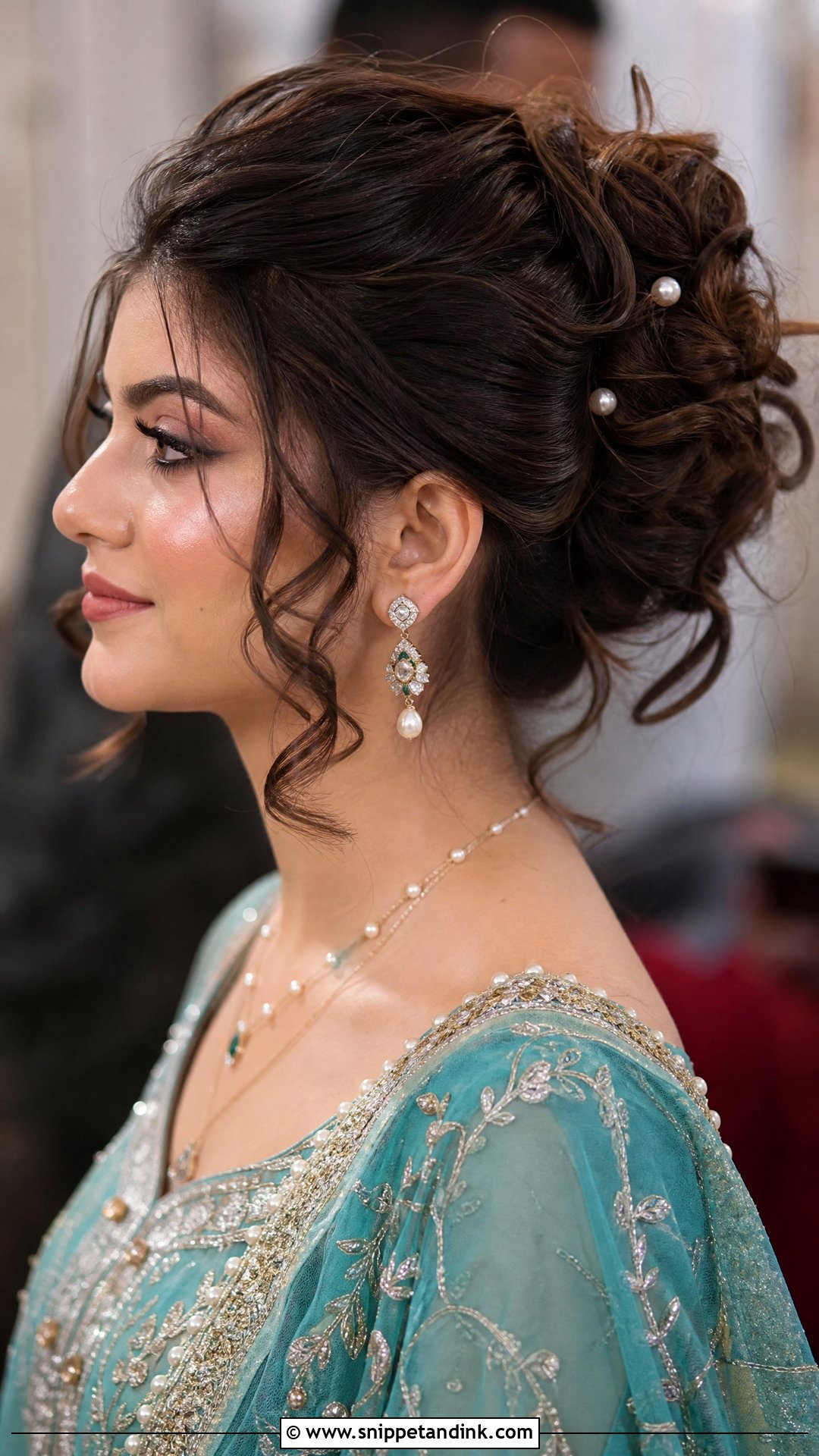 Pakistani Wedding Messy Bun - Snippet and Ink - 20 Pakistani Wedding Party Hairstyles