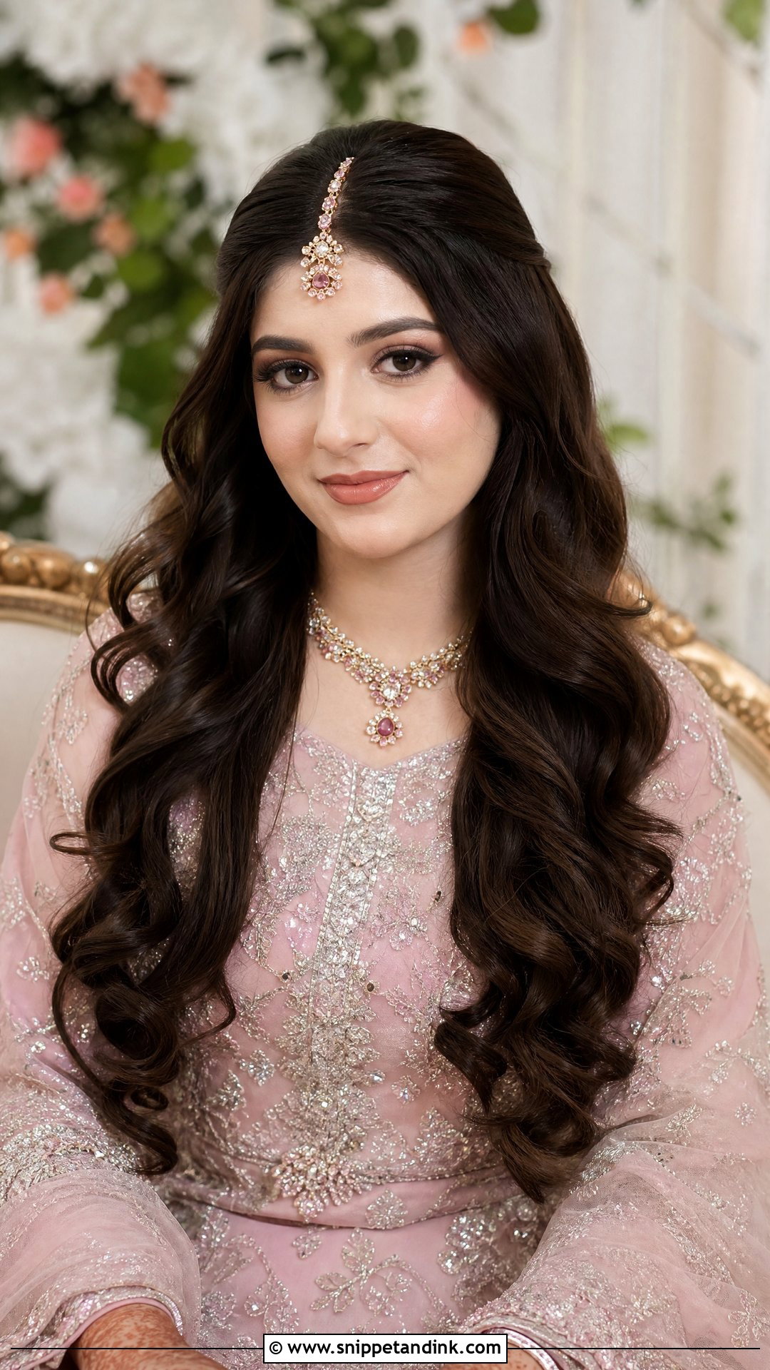 Pakistani Wedding Open Curls With Tikka - Snippet and Ink - 20 Pakistani Wedding Party Hairstyles