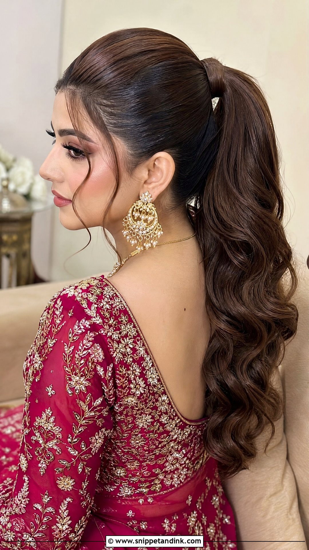 Pakistani Wedding Ponytail With Waves - Snippet and Ink - 20 Pakistani Wedding Party Hairstyles