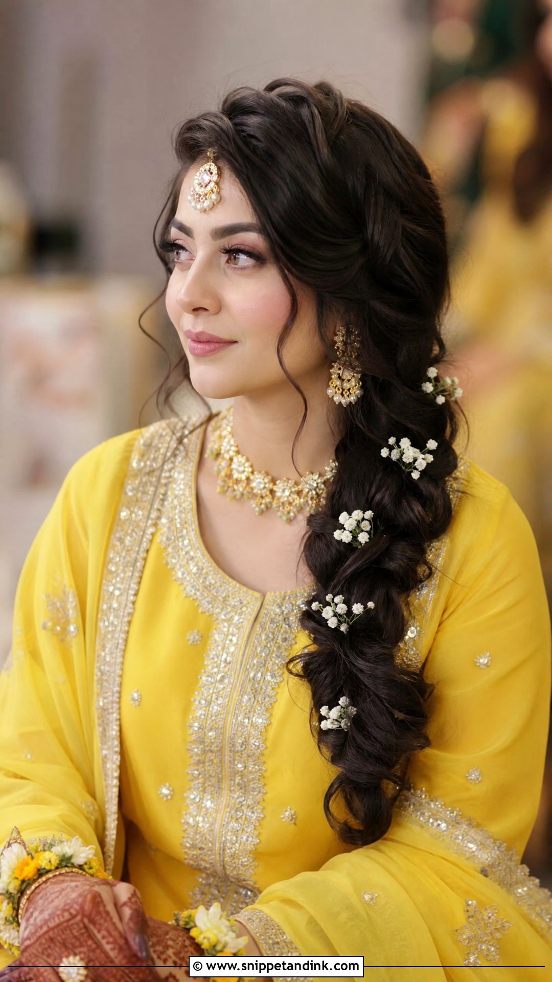 Pakistani Wedding Side Braid With Flowers - Snippet and Ink - 20 Pakistani Wedding Party Hairstyles