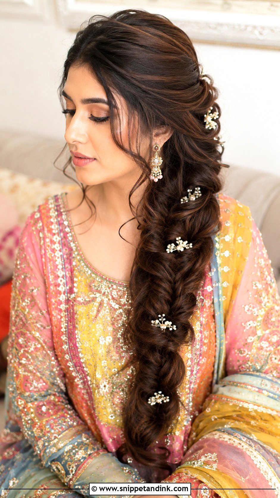Pakistani Wedding Side Braid - Snippet and Ink - 15 Pakistani Wedding Hair Ideas