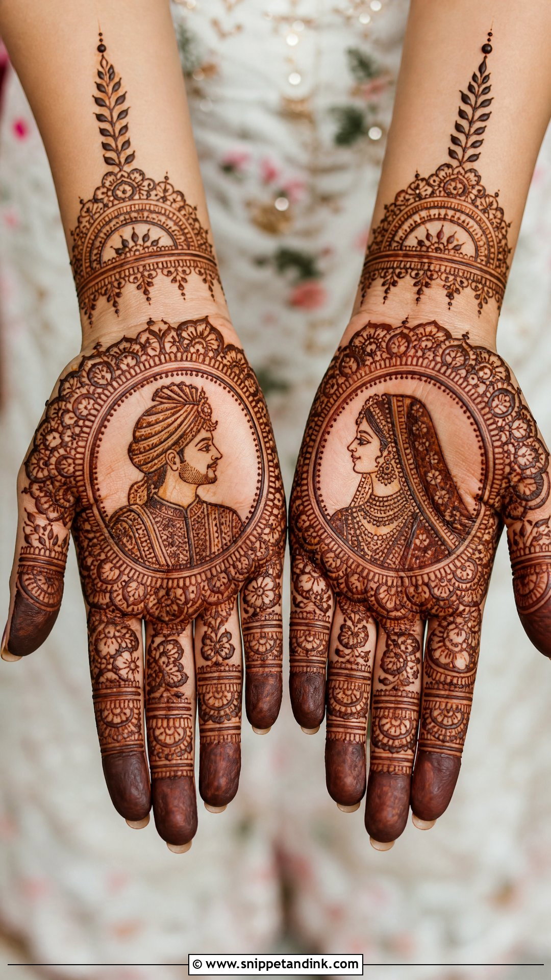 Palm Bridal Figure Mehndi - Snippet and Ink - 25 Bridal Figure Mehndi Designs