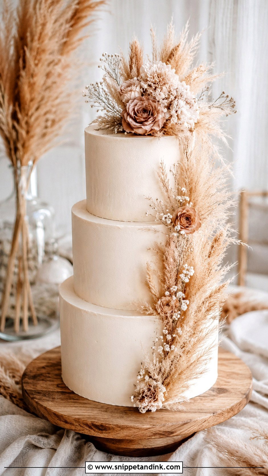 Pampas Grass Wedding Cake - Snippet and Ink - 20 Bohemian Cake Ideas for Wedding