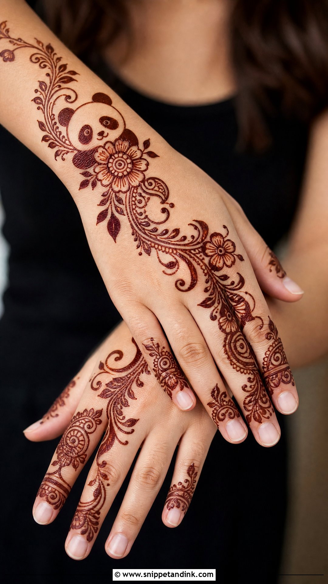 Panda Arabic Mehndi Design - Snippet and Ink - 30 Panda Mehndi Design Ideas