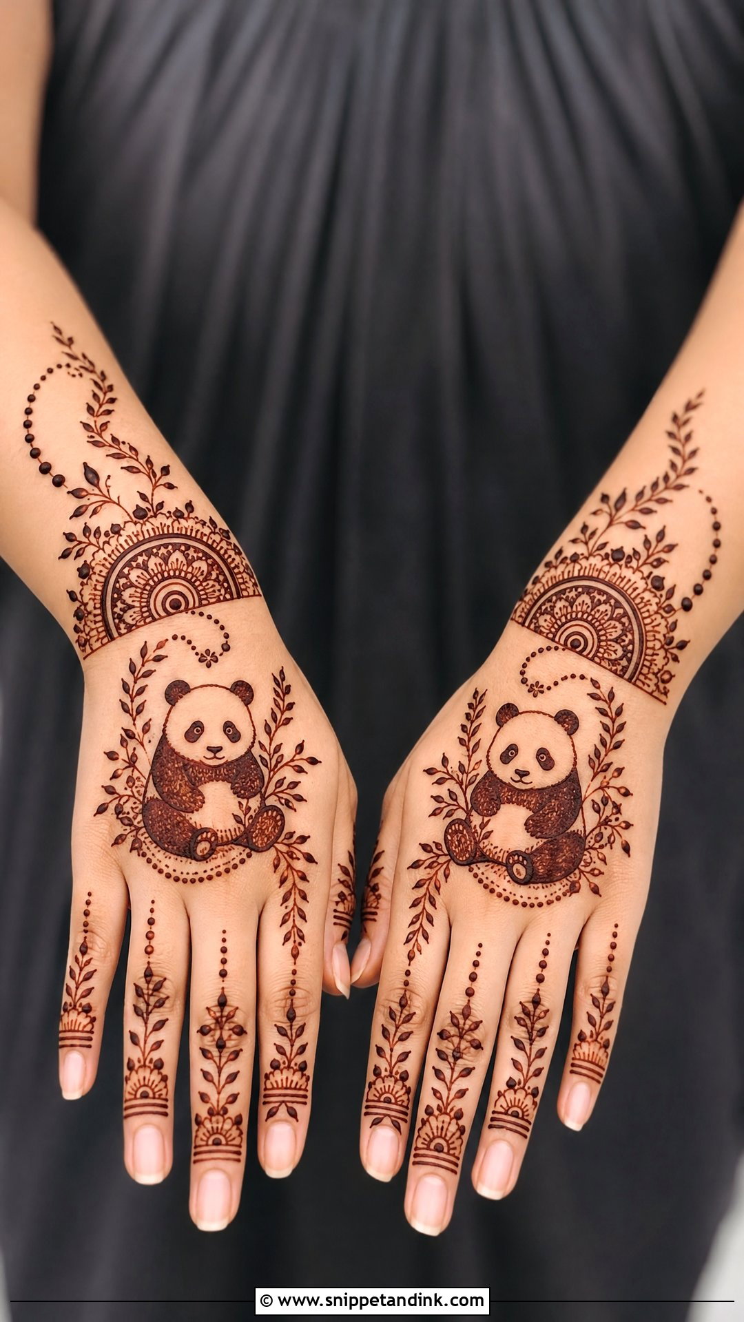 Panda Back Hand Mehndi Design - Snippet and Ink - 30 Panda Mehndi Design Ideas