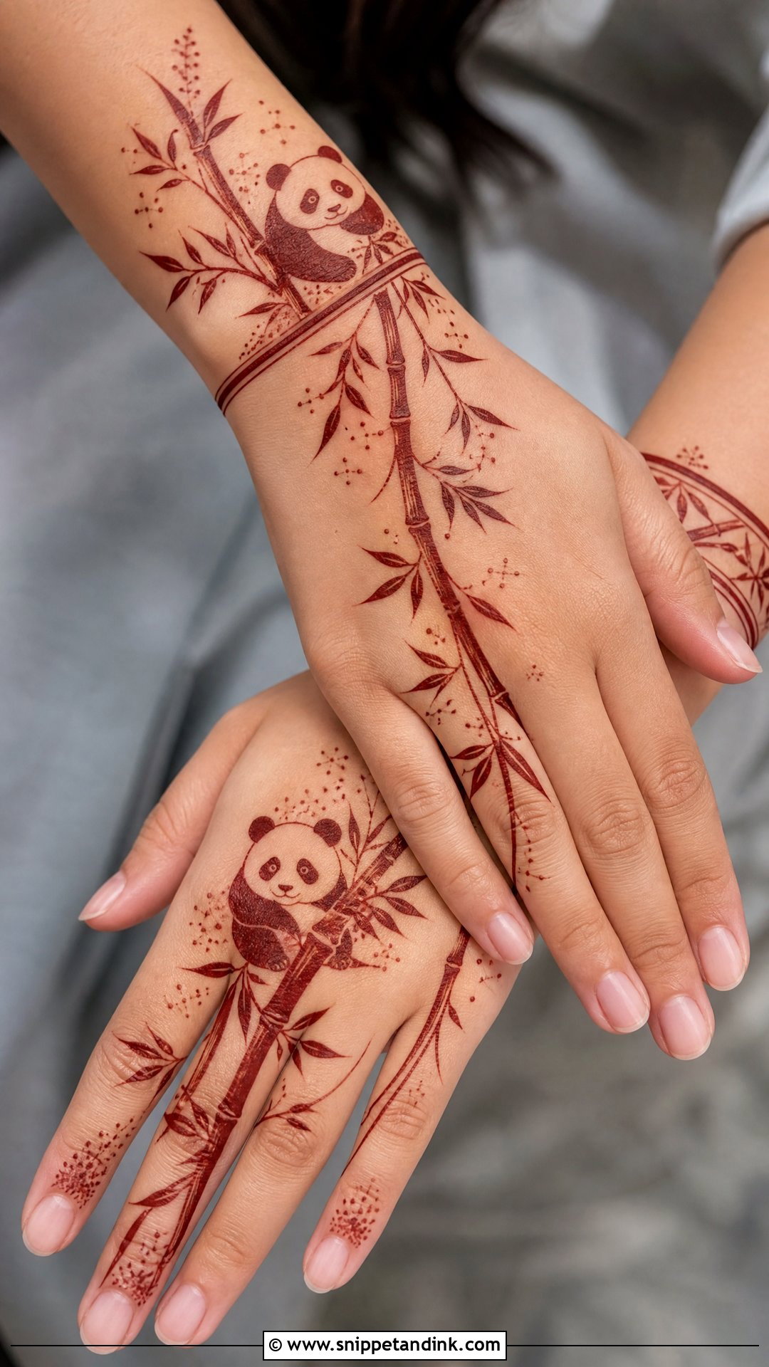 Panda Bamboo Mehndi Design - Snippet and Ink - 30 Panda Mehndi Design Ideas