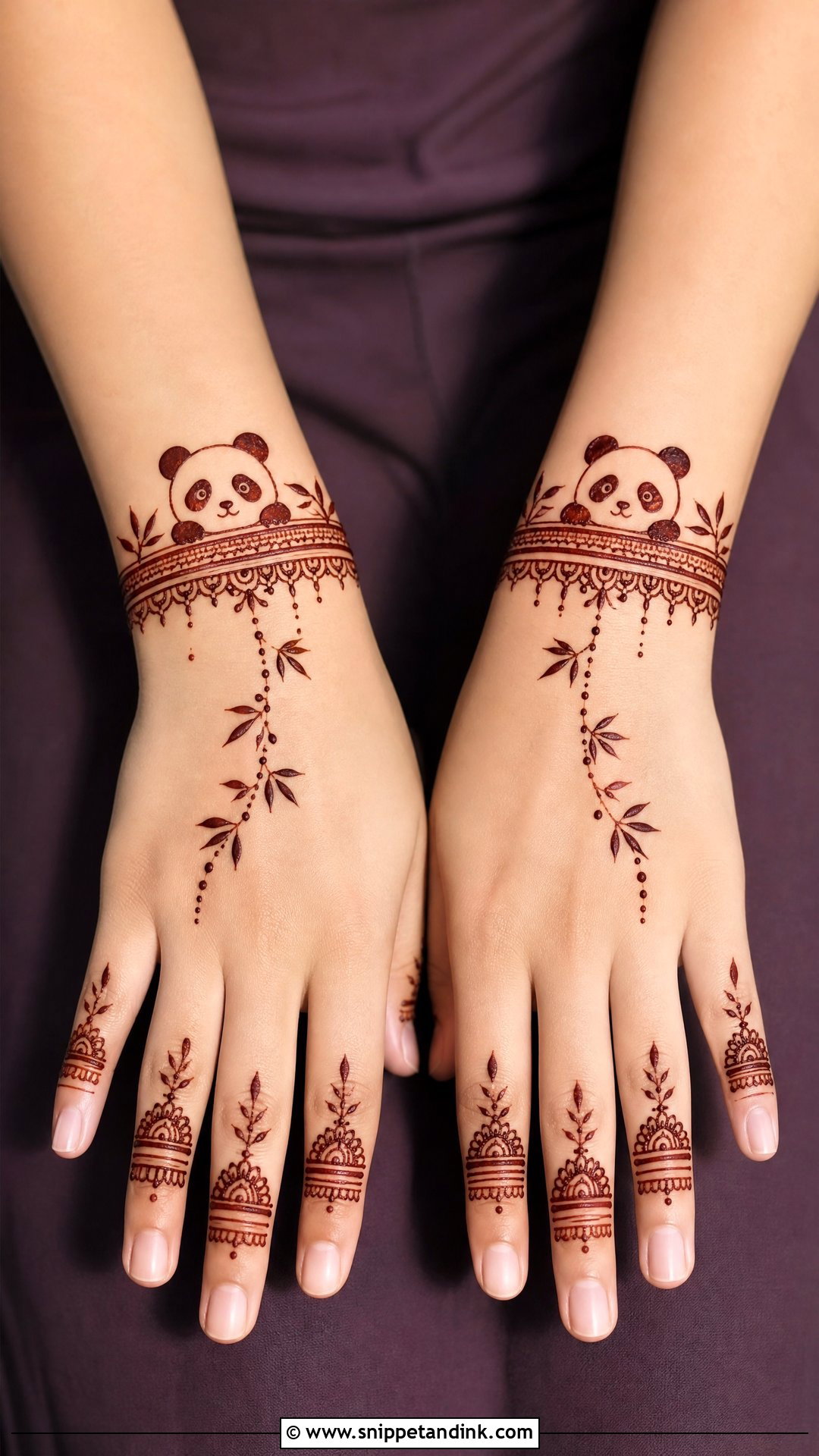Panda Bracelet Mehndi Design - Snippet and Ink - 30 Panda Mehndi Design Ideas