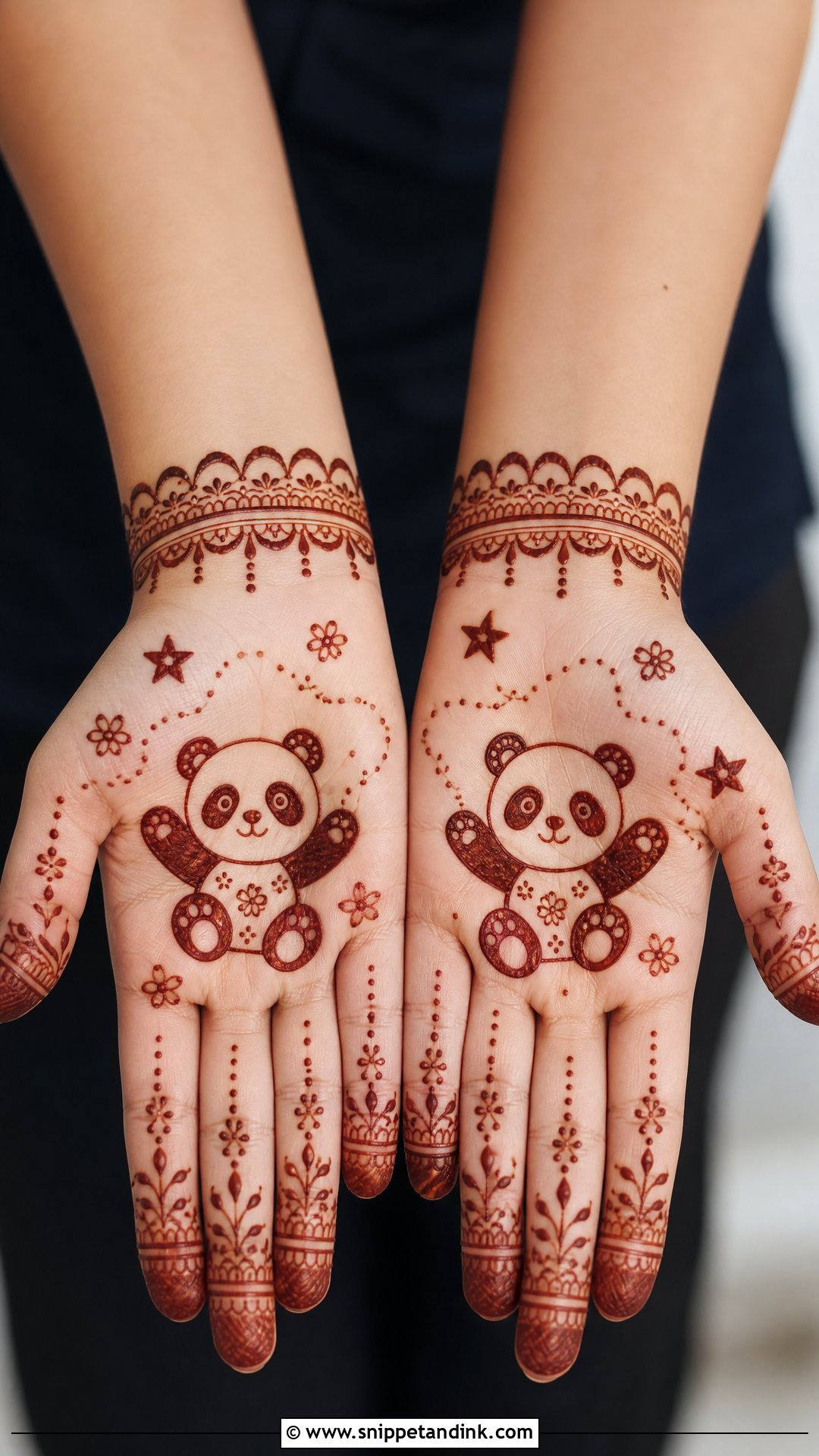 Panda Cartoon Mehndi Design - Snippet and Ink - 30 Panda Mehndi Design Ideas
