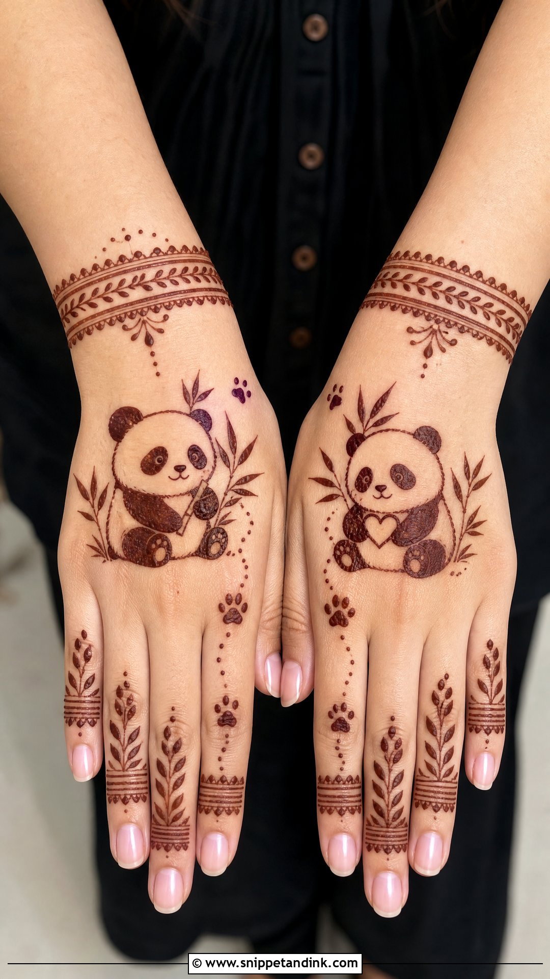 Panda Couple Mehndi Design - Snippet and Ink - 30 Panda Mehndi Design Ideas
