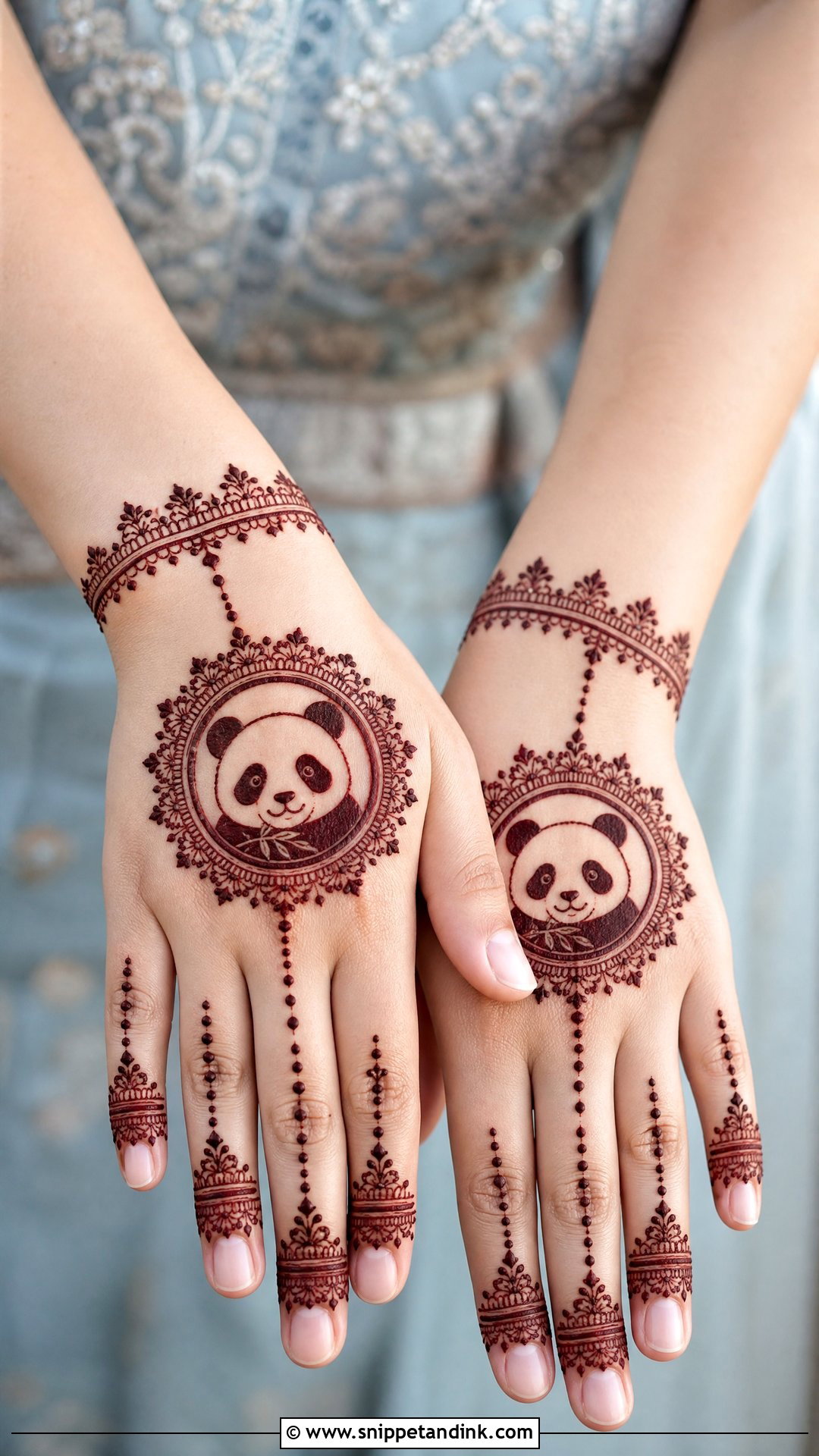 Panda Face Mehndi Design - Snippet and Ink - 30 Panda Mehndi Design Ideas