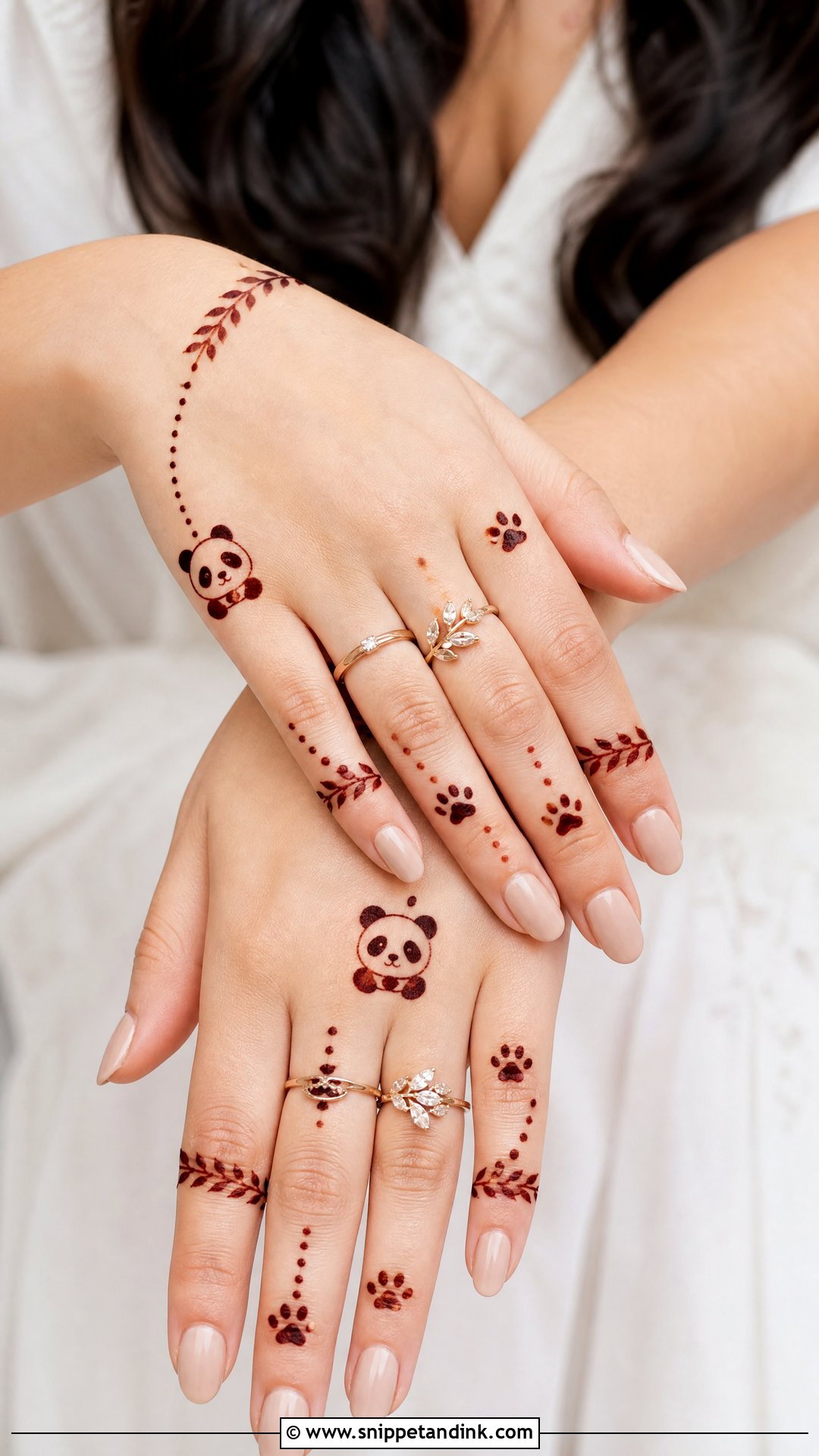 Panda Finger Mehndi Design - Snippet and Ink - 30 Panda Mehndi Design Ideas