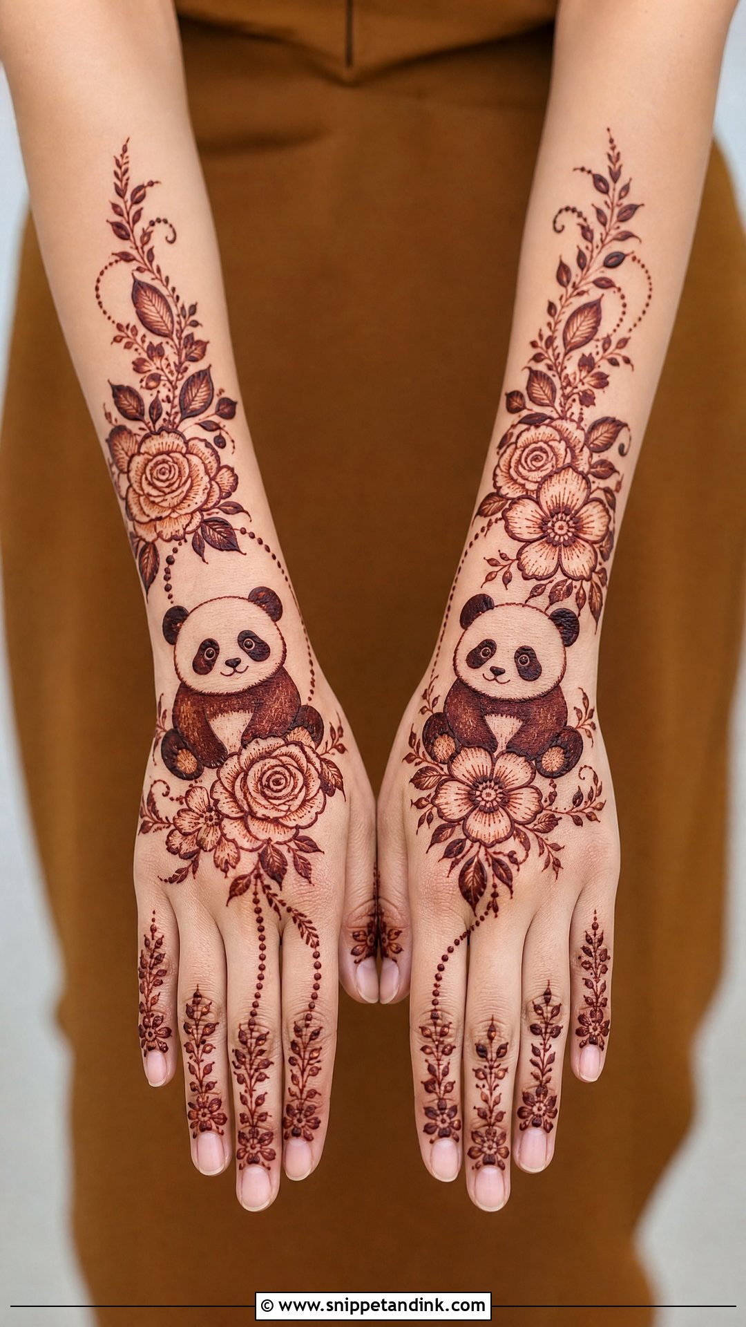 Panda Floral Mehndi Design - Snippet and Ink - 30 Panda Mehndi Design Ideas
