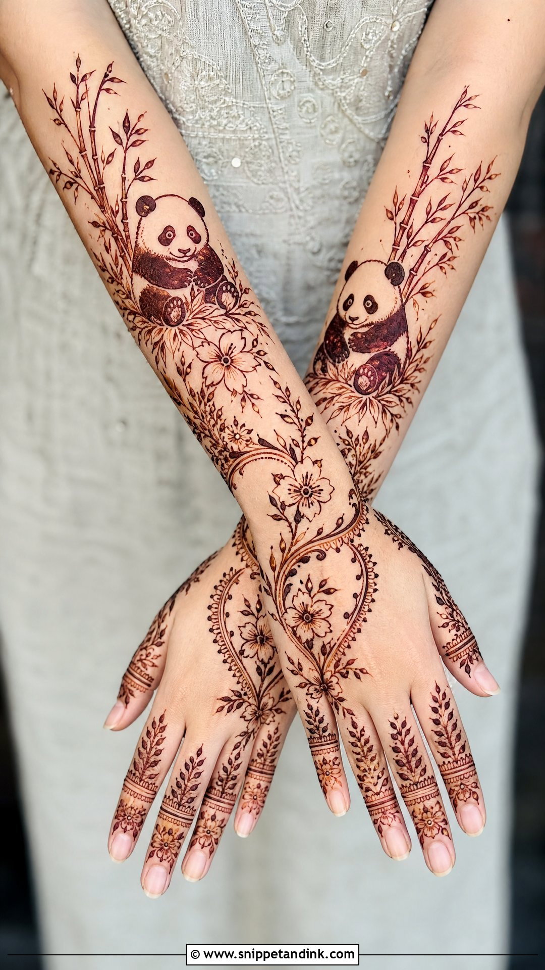 Panda Forearm Mehndi Design - Snippet and Ink - 30 Panda Mehndi Design Ideas