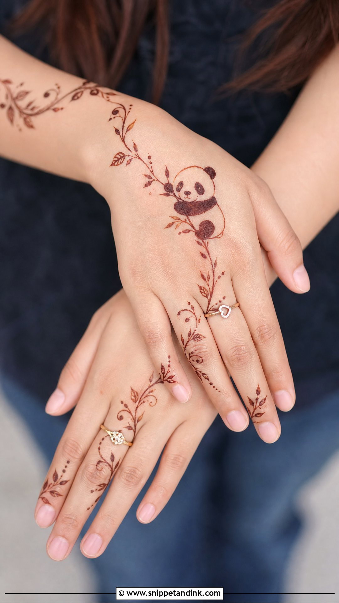 Panda Minimal Mehndi Design - Snippet and Ink - 30 Panda Mehndi Design Ideas