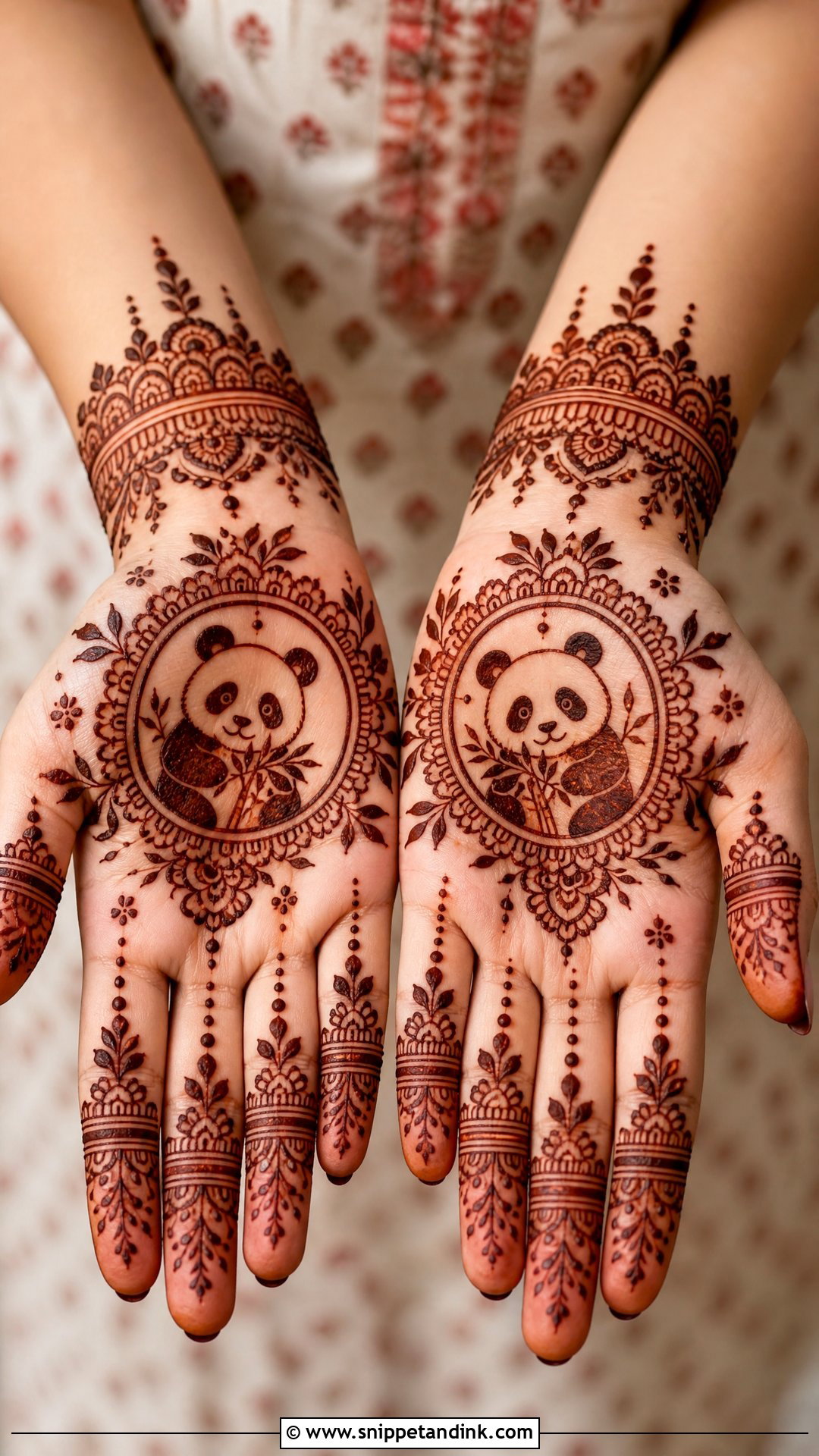 Panda Palm Mehndi Design - Snippet and Ink - 30 Panda Mehndi Design Ideas