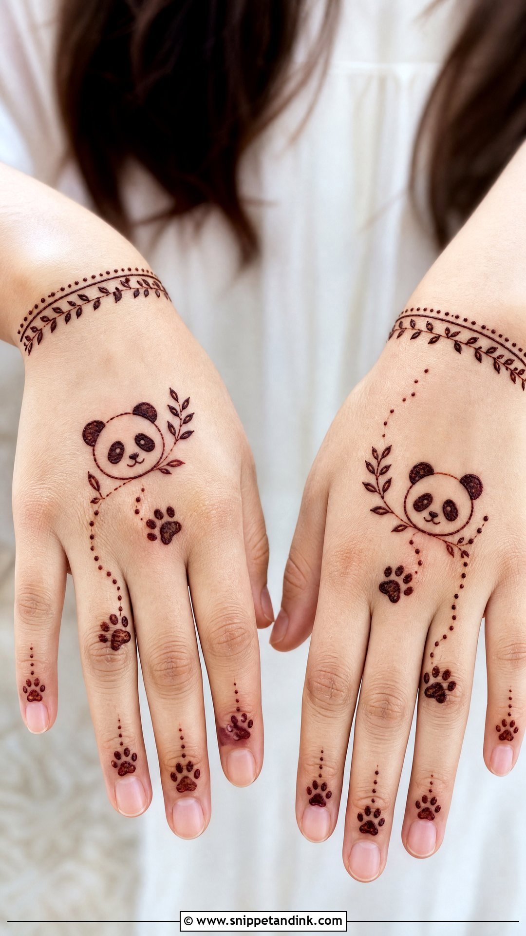 Panda Paw Mehndi Design - Snippet and Ink - 30 Panda Mehndi Design Ideas