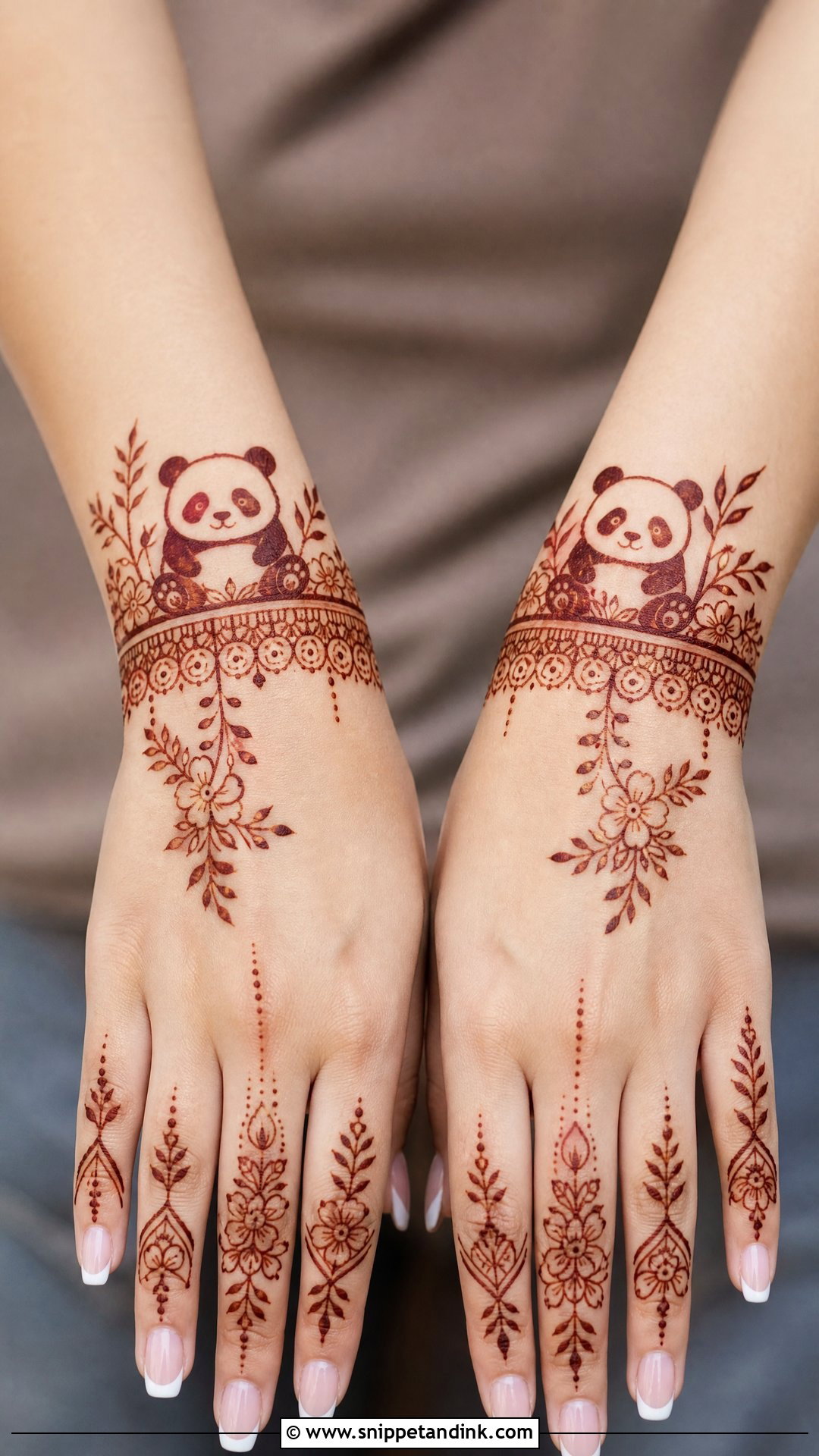 Panda Wrist Mehndi Design - Snippet and Ink - 30 Panda Mehndi Design Ideas