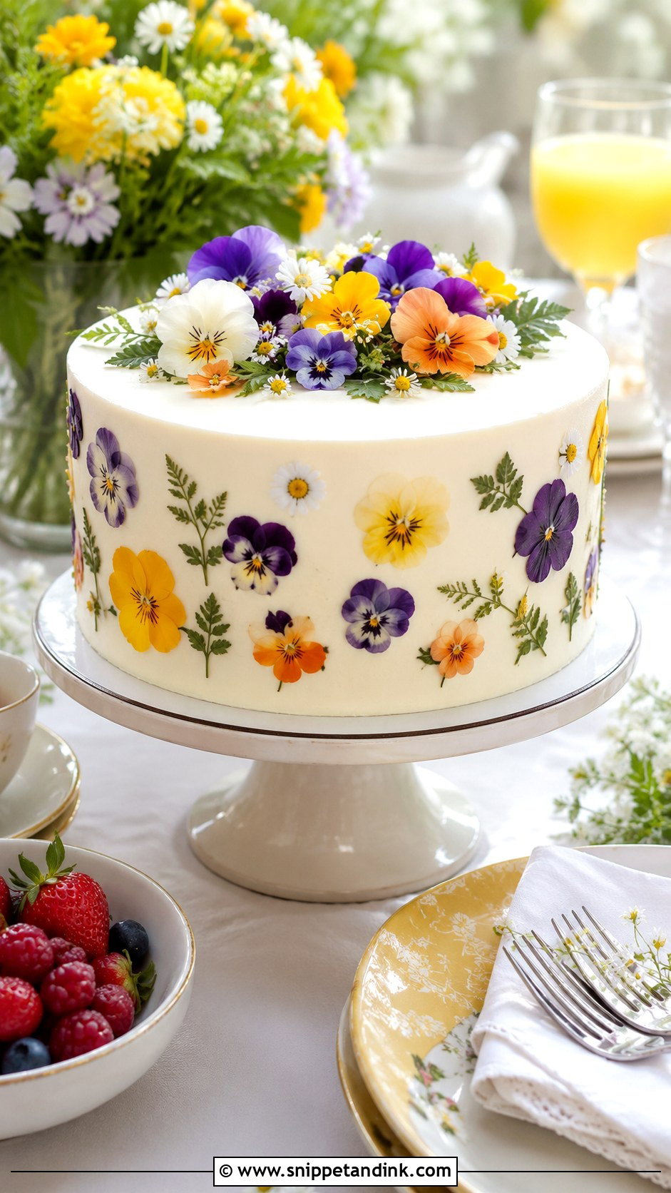 Pansy Wedding Cake - Snippet and Ink - 30 Spring Flowers Wedding Cake Ideas