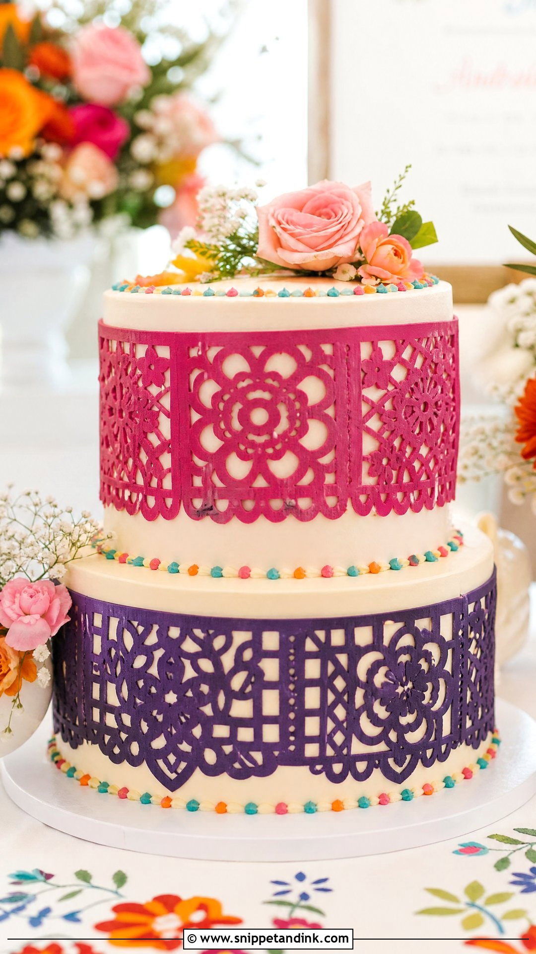 Papel Picado Mexican Wedding Cake - Snippet and Ink - 20 Mexican Wedding Cakes