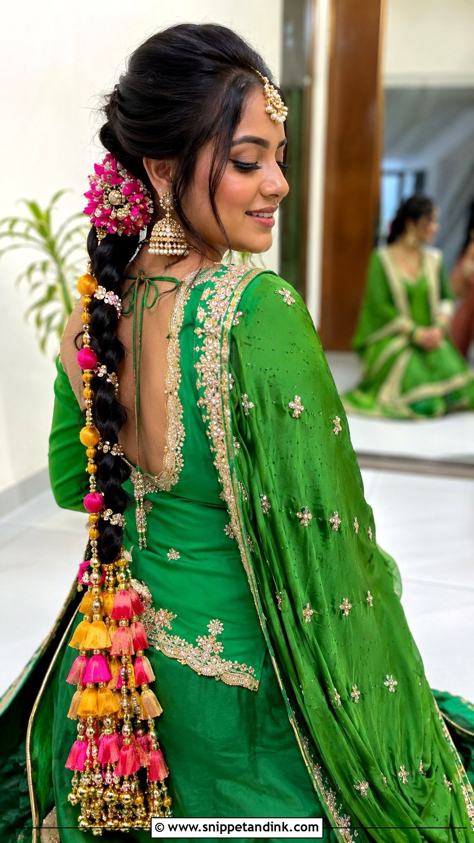 Paranda Braid For Mehndi Bride - Snippet and Ink - 15 Mehndi Bridal Hairstyle Ideas