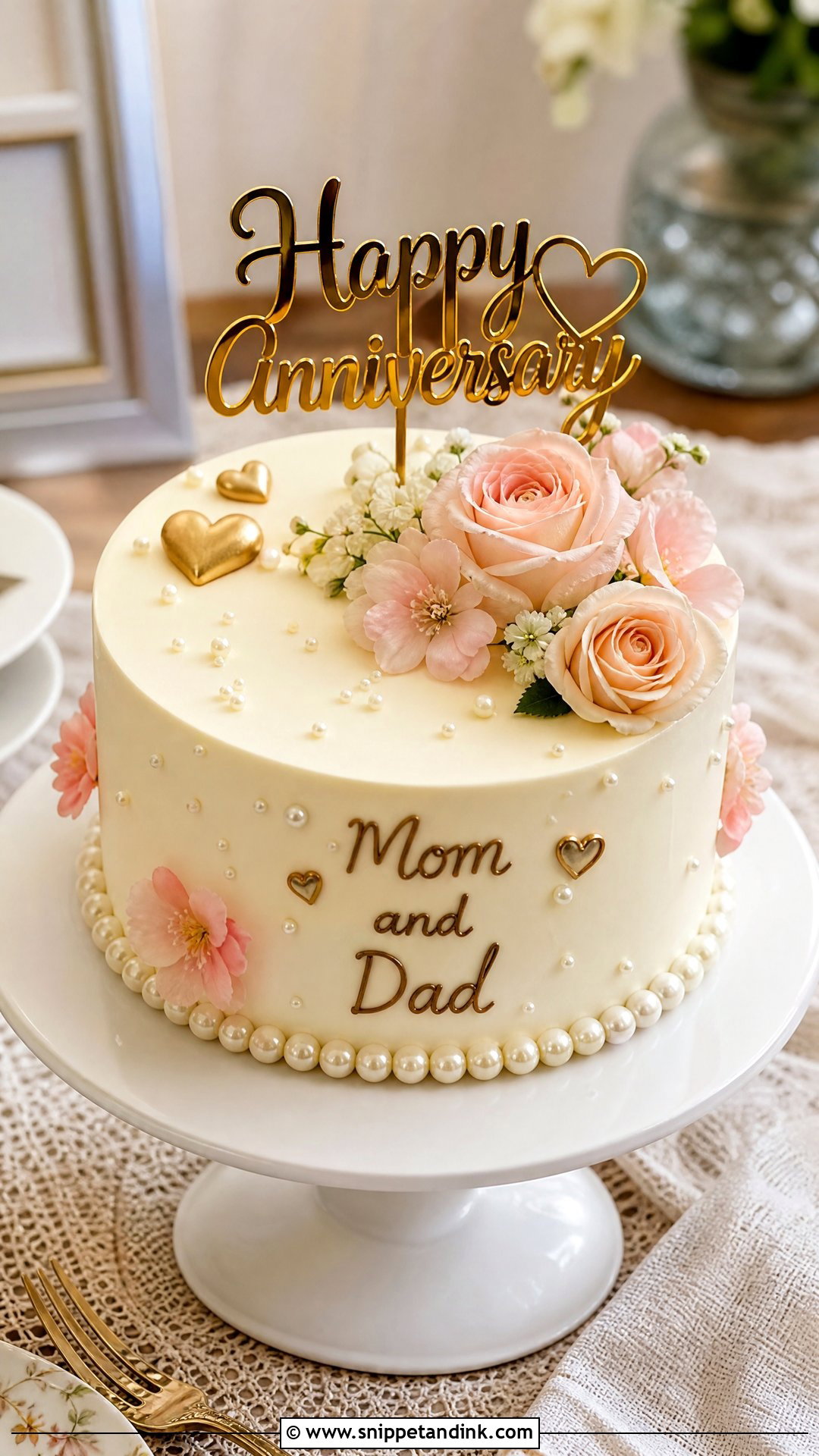 Parents Anniversary Cake - Snippet and Ink - 35 Happy Anniversary Cakes