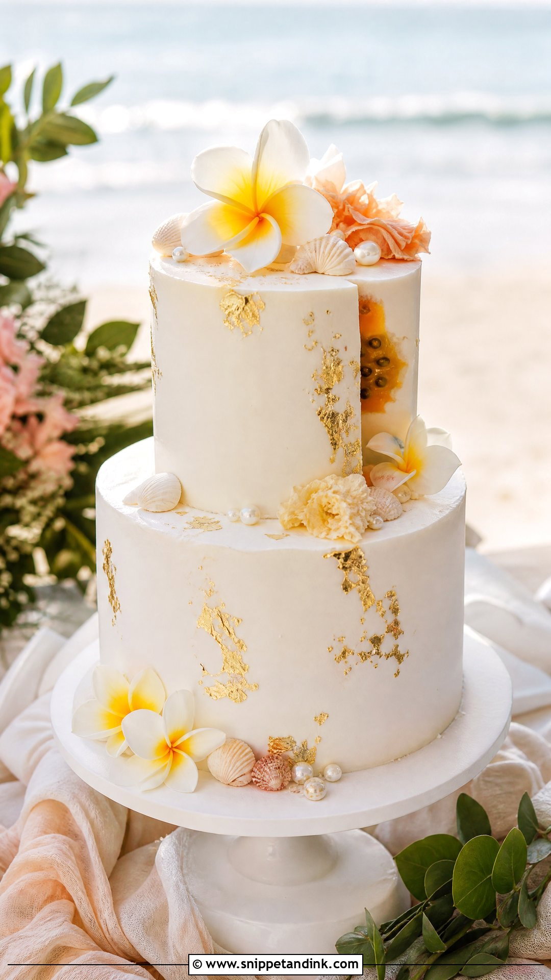 Passion Fruit Beach Wedding Cake - Snippet and Ink - 30 Beach Cake Ideas for Wedding