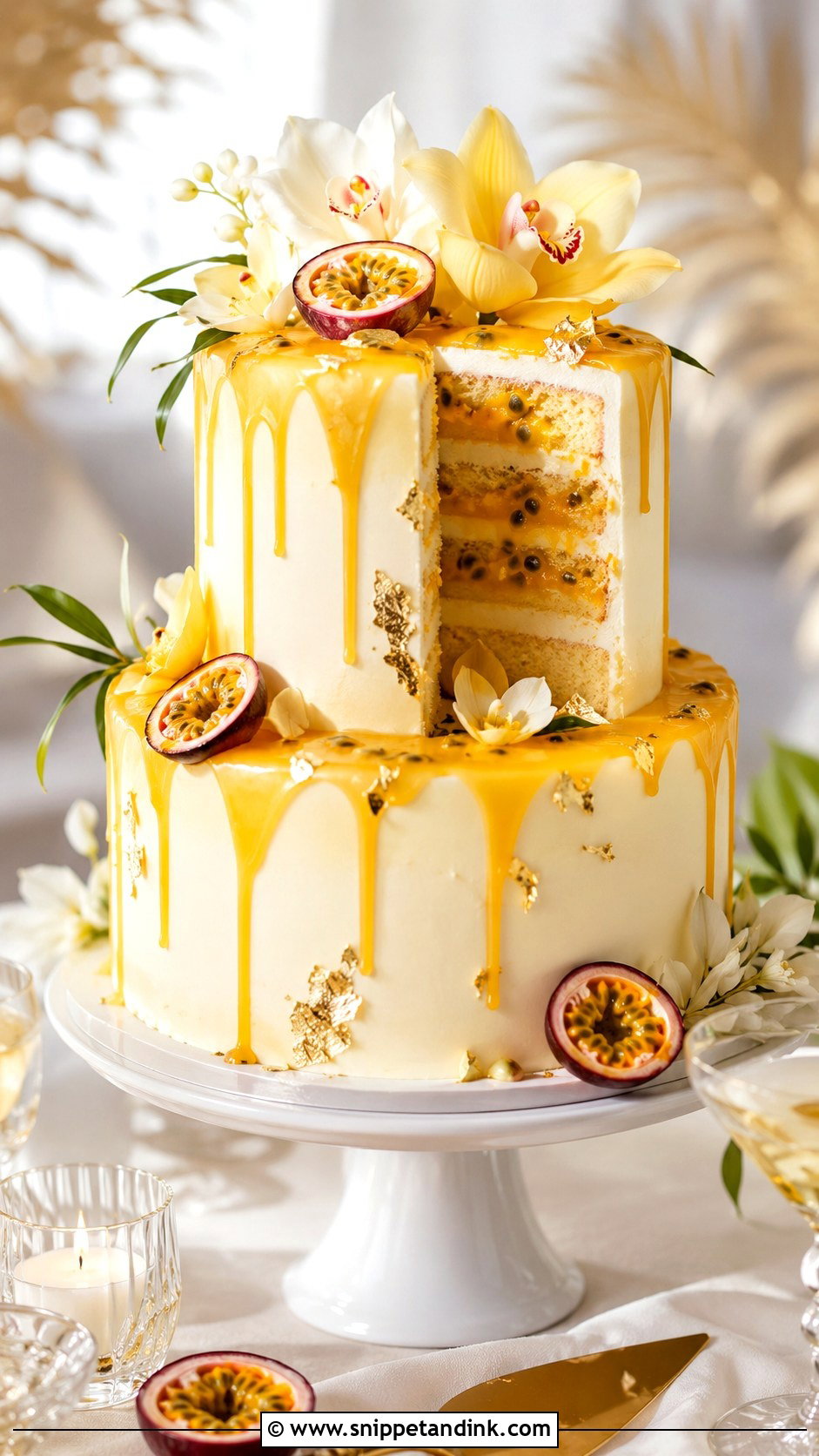 Passion Fruit Martini Wedding Cake - Snippet and Ink - 20 Cocktail Cake Design Ideas for Wedding