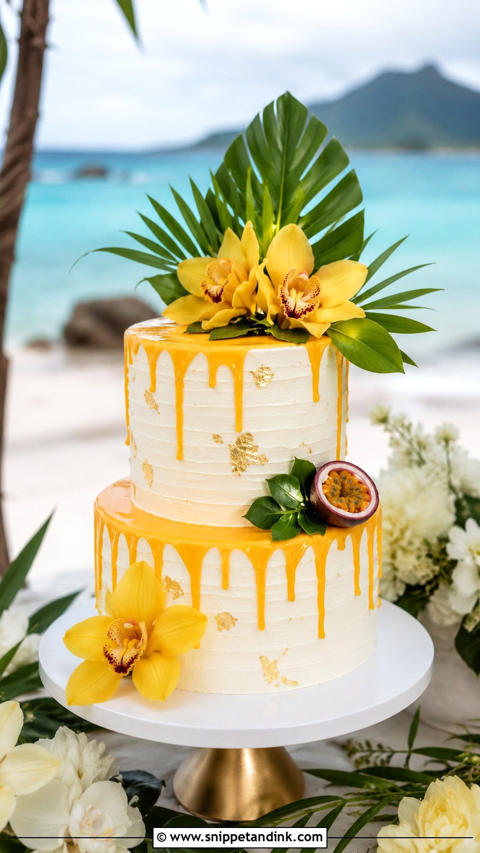 Passion Fruit Wedding Cake - Snippet and Ink - 25 Tropical Beach Wedding Cake Ideas