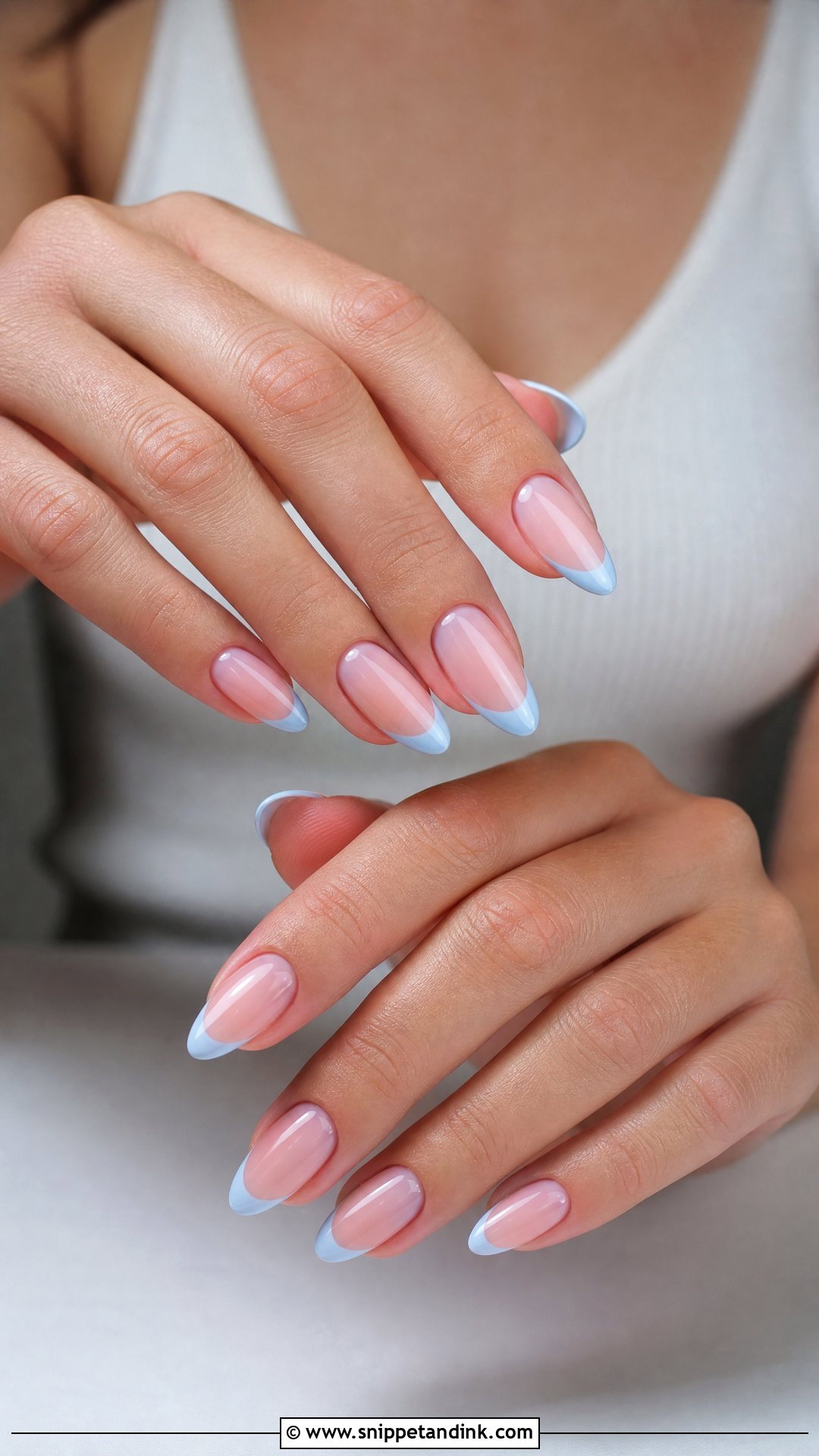 Pastel Blue French Tip Nails - Snippet and Ink - 25 Wedding Guest Nail Inspo Ideas