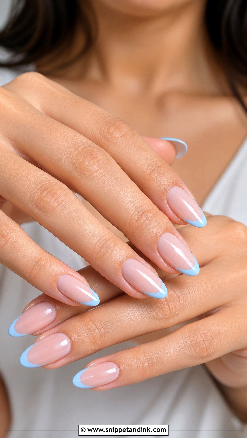 Pastel Blue French Tip Nails - Snippet and Ink - 20 Cute Nails for a Wedding