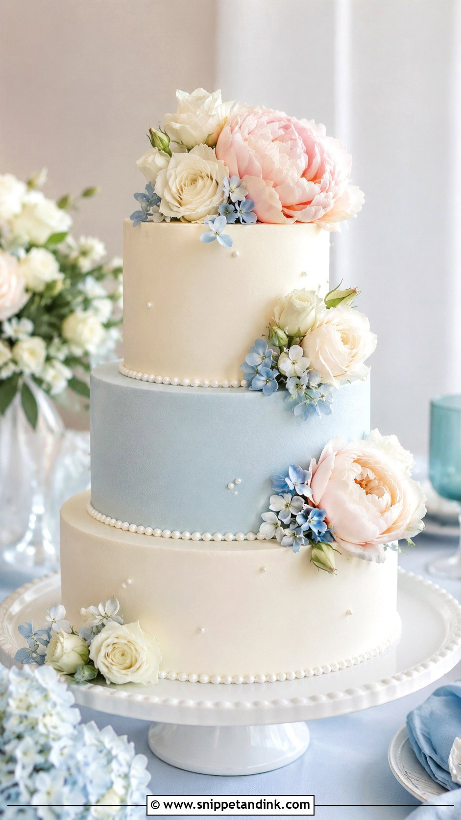 Pastel Blue Wedding Cake - Snippet and Ink - 20 Wedding Cake Ideas with Pastel Flowers