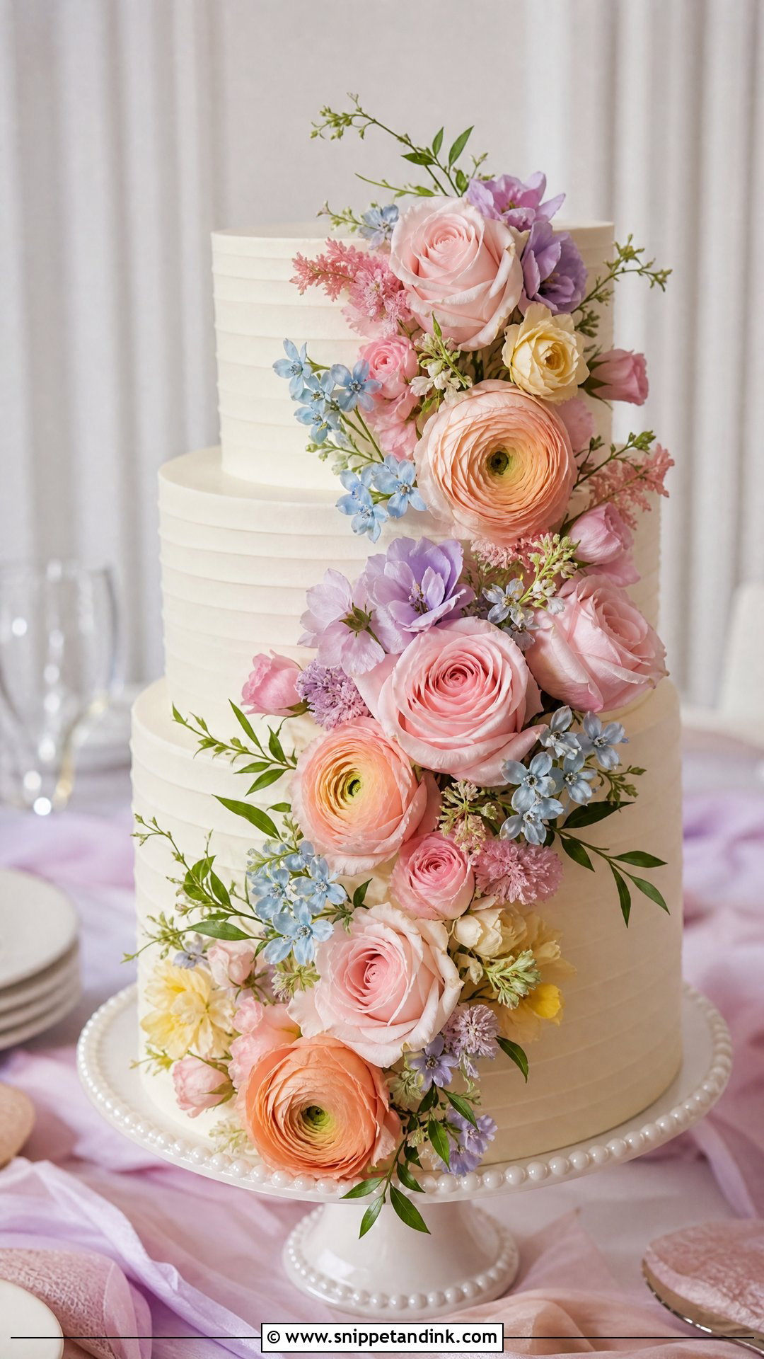 Pastel Bouquet Wedding Cake - Snippet and Ink - 30 Cake Bouquet Ideas for Wedding