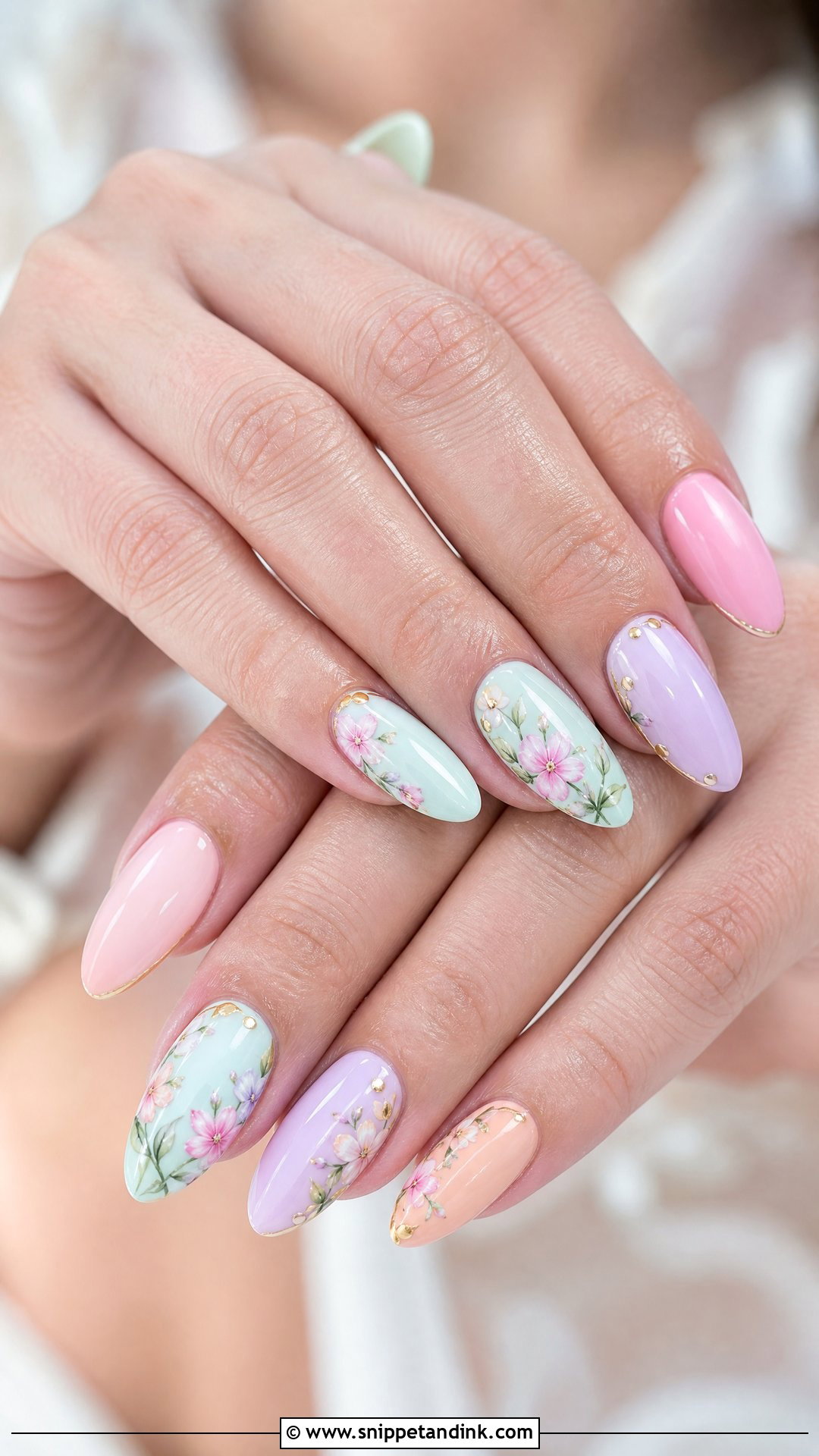 Pastel Bridal Nails With Floral Art - Snippet and Ink - 25 Nail Art for Wedding Indian Brides Ideas