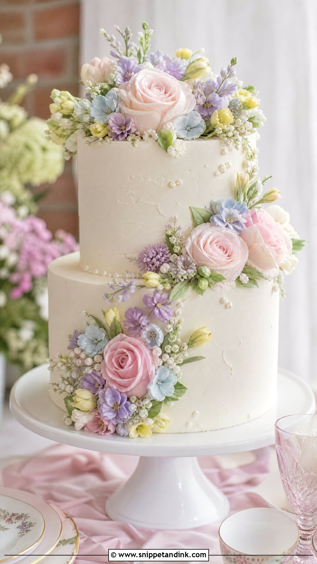 Pastel Buttercream Flower Wedding Cake - Snippet and Ink - 25 Buttercream Flower Cake Ideas for Wedding