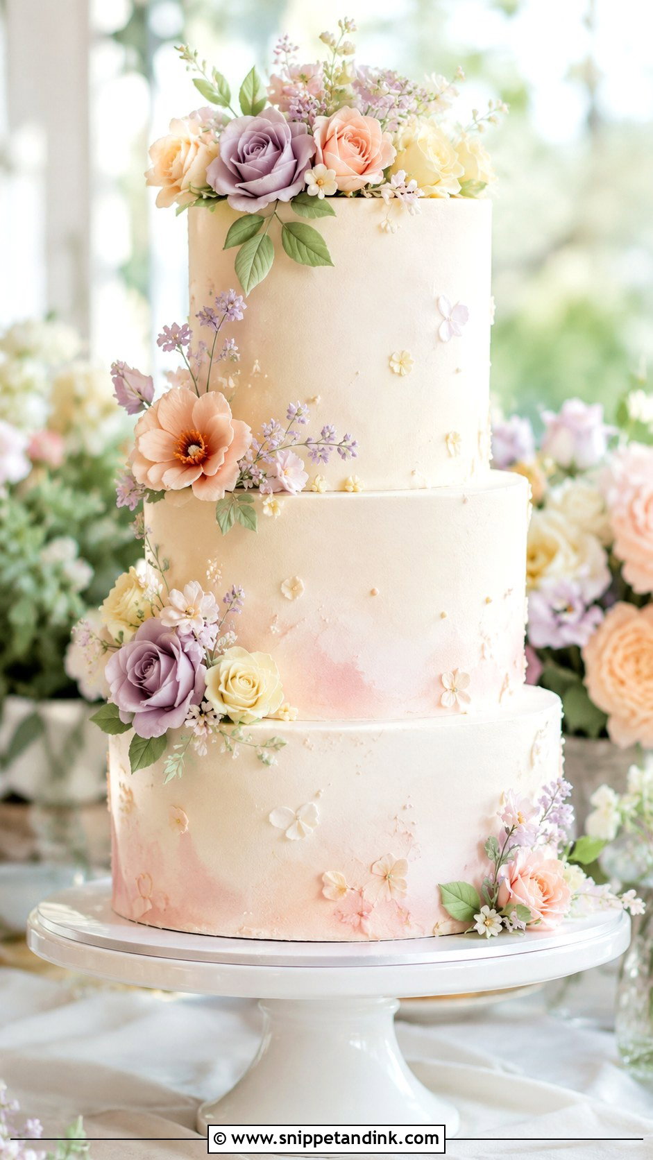 Pastel Floral Wedding Cake - Snippet and Ink - 30 Spring Flowers Wedding Cake Ideas
