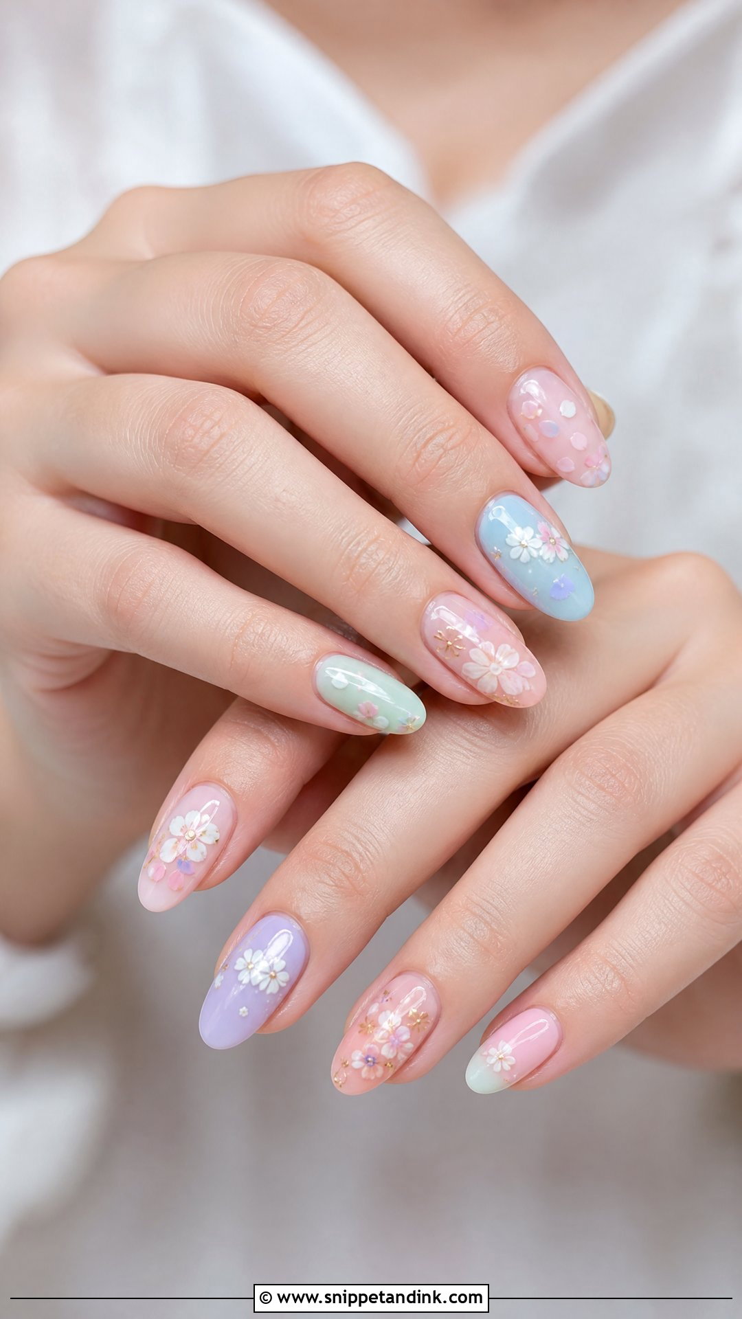 Pastel Floral Wedding Nails - Snippet and Ink - 25 Floral Wedding Nails