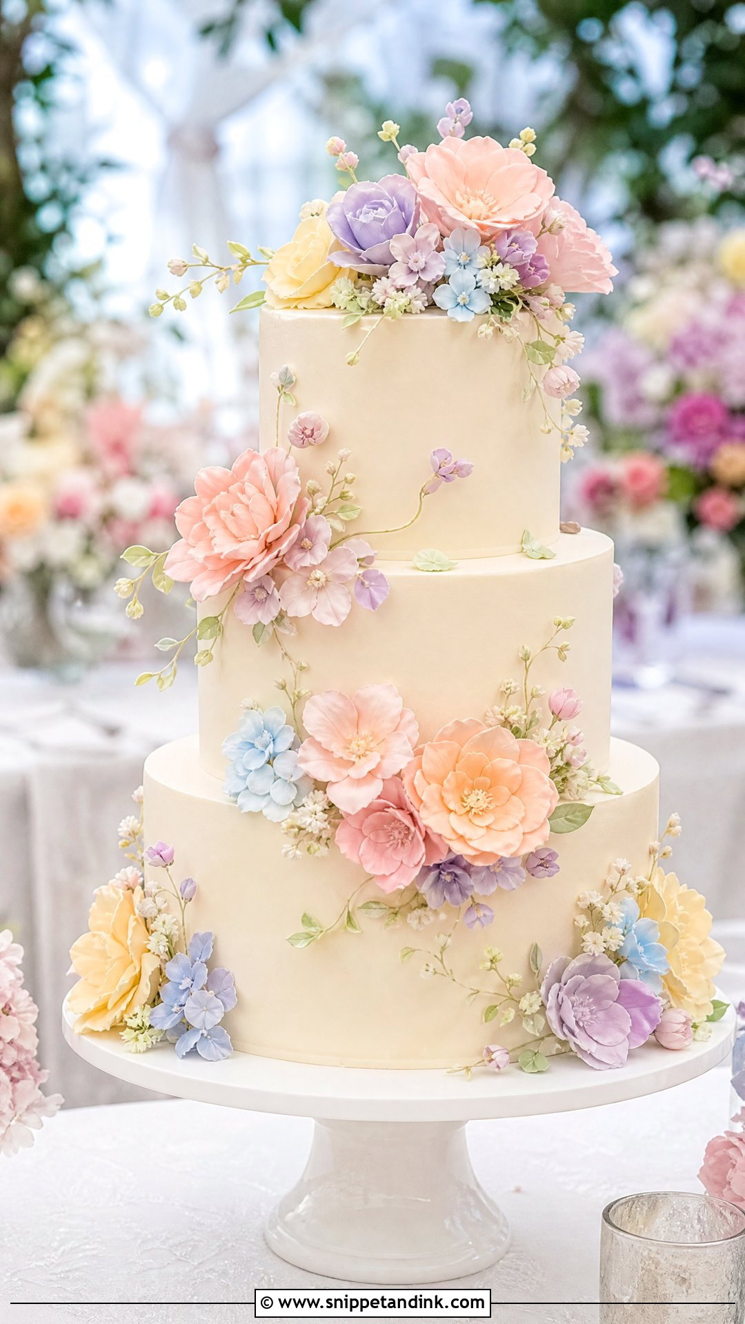 Pastel Flower Wedding Cake - Snippet and Ink - 25 Flower Theme Cake Ideas for Wedding