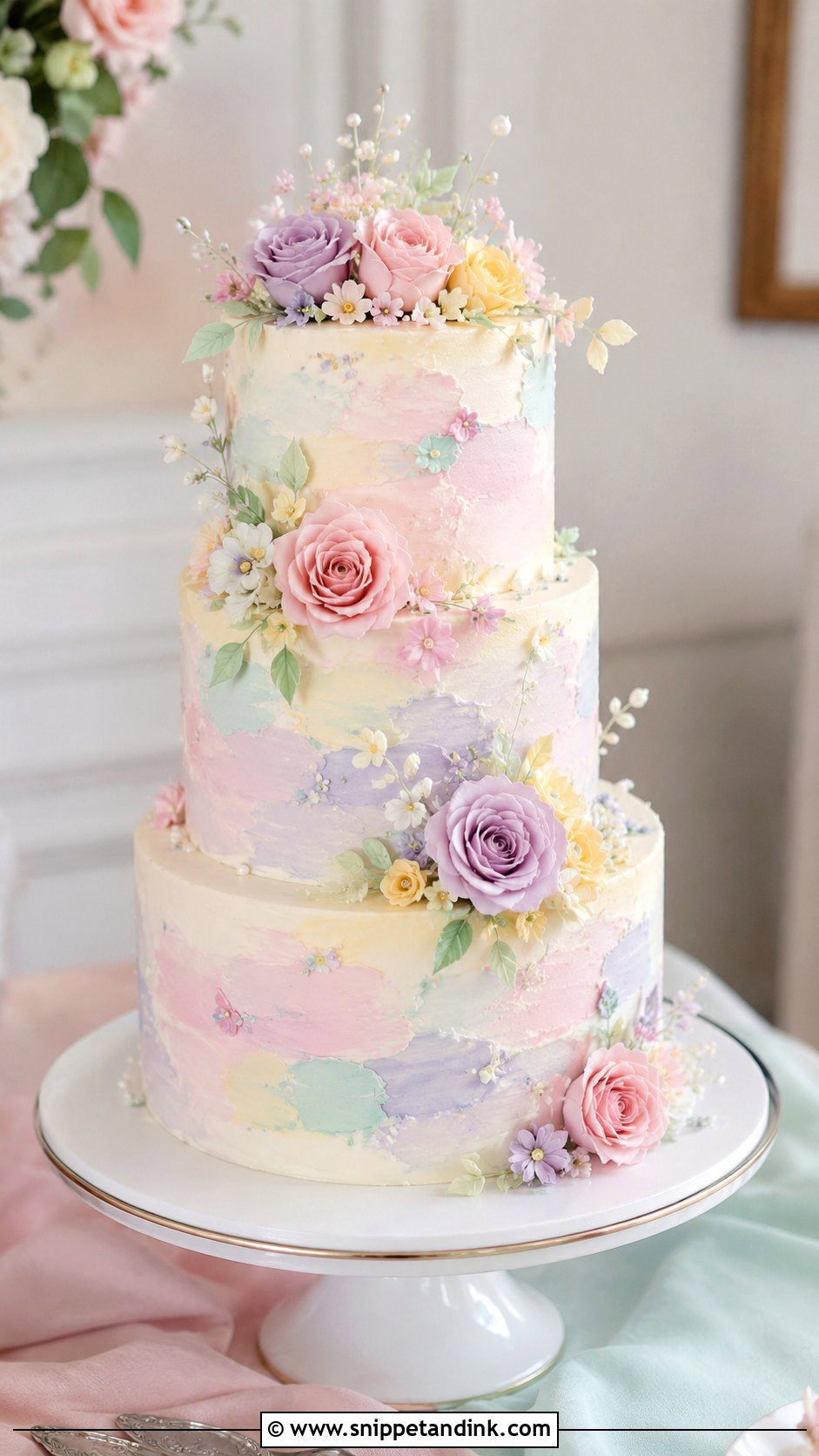 Pastel Flower Wedding Cake - Snippet and Ink - 20 Spring Flower Cake Ideas for Wedding