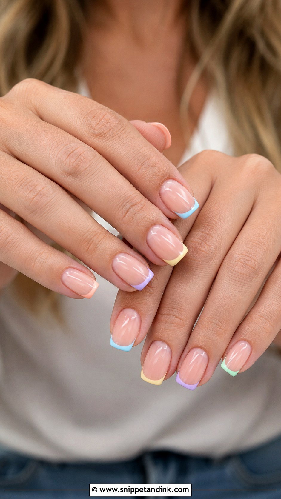 Pastel French Tip Wedding Guest Nails - Snippet and Ink - 20 Nail Ideas for Wedding Guest