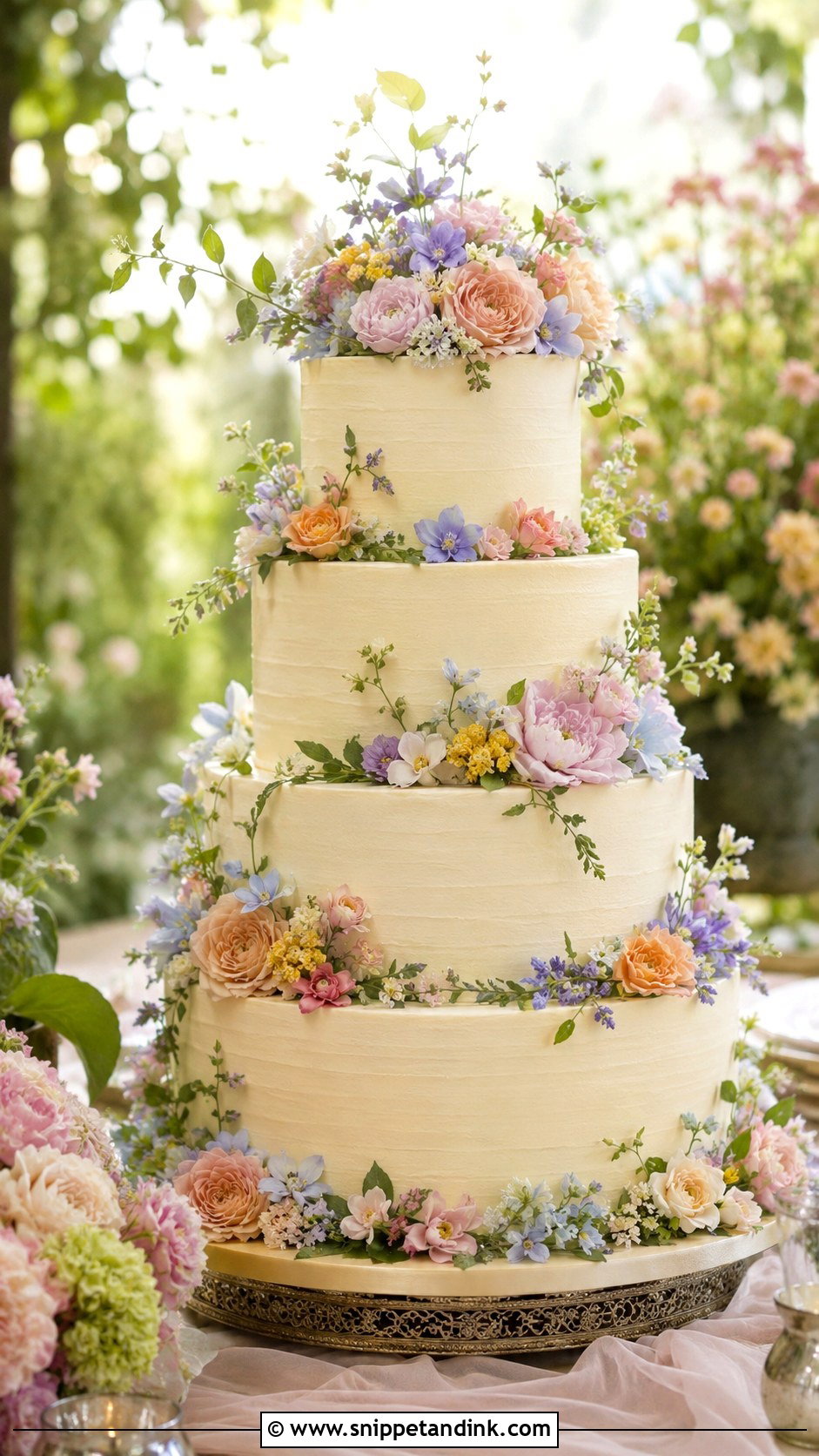 Pastel Garden Wedding Cake - Snippet and Ink - 20 Wedding Cake Ideas with Pastel Flowers