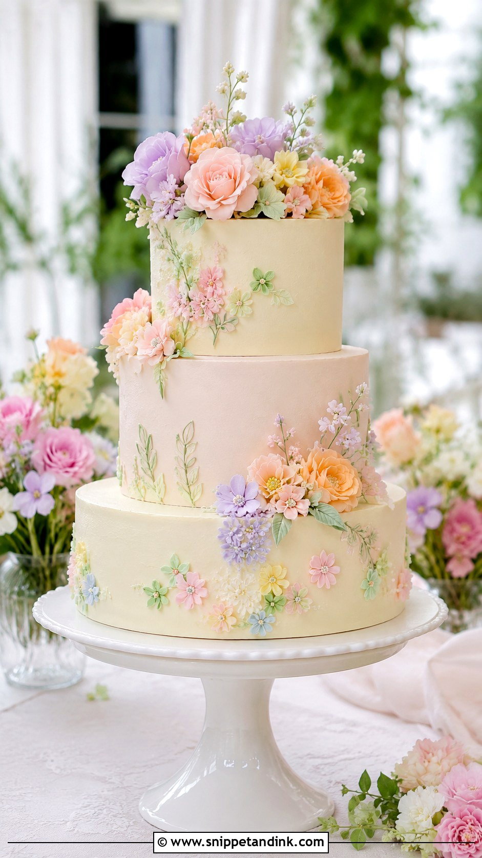 Pastel Garden Wedding Cake - Snippet and Ink - 20 Garden Wedding Cake Ideas