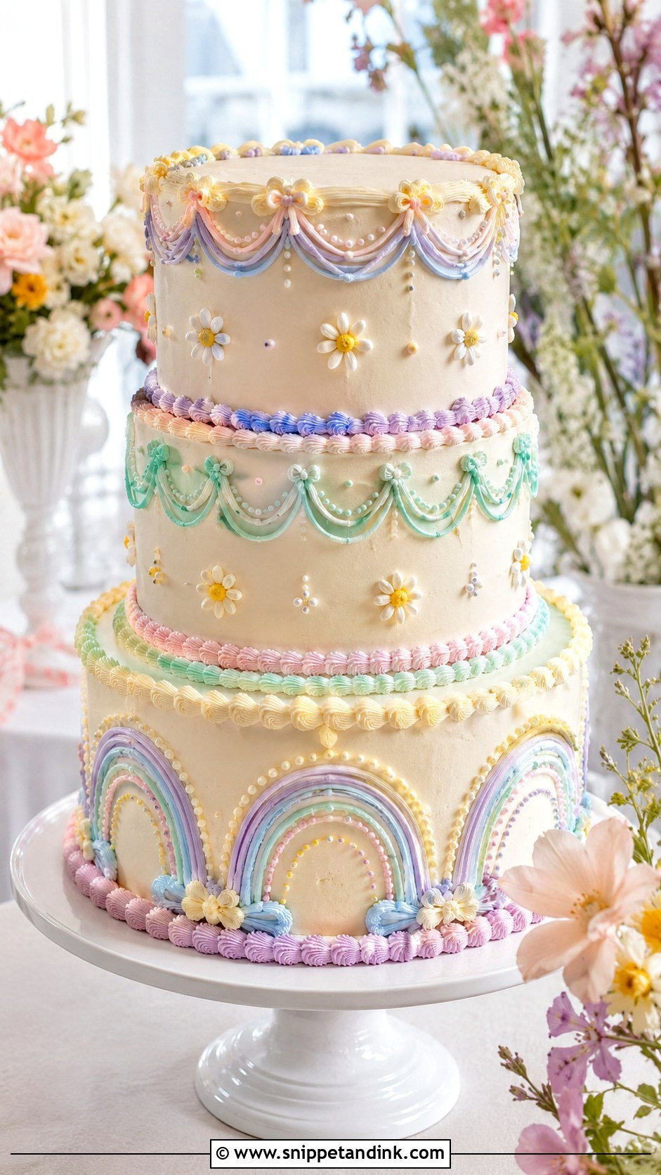 Pastel Groovy Wedding Cake - Snippet and Ink - 20 Groovy Wedding Cake Ideas